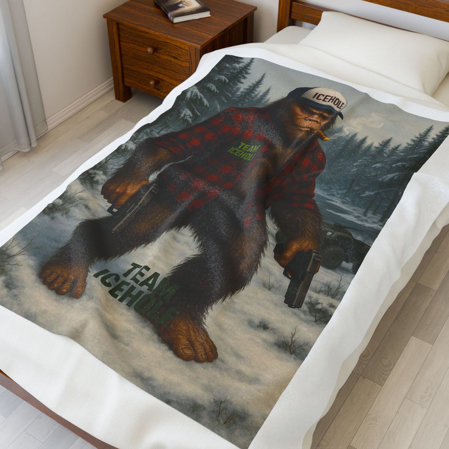 Cozy Sasquatch Plush Blanket - Team Icehole Design