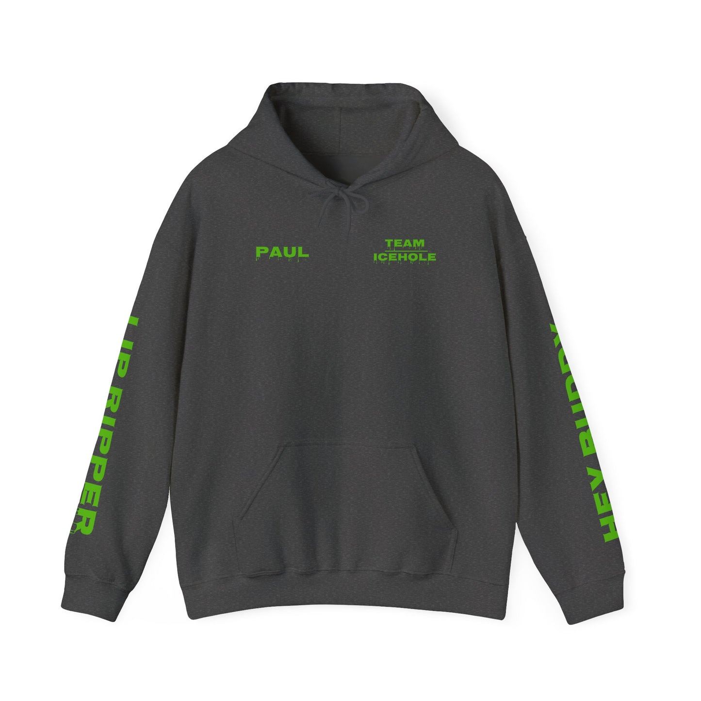Hoodie - Minimal Green "PAUL / TEAM ICEHOLE" Front Graphic Hoodie