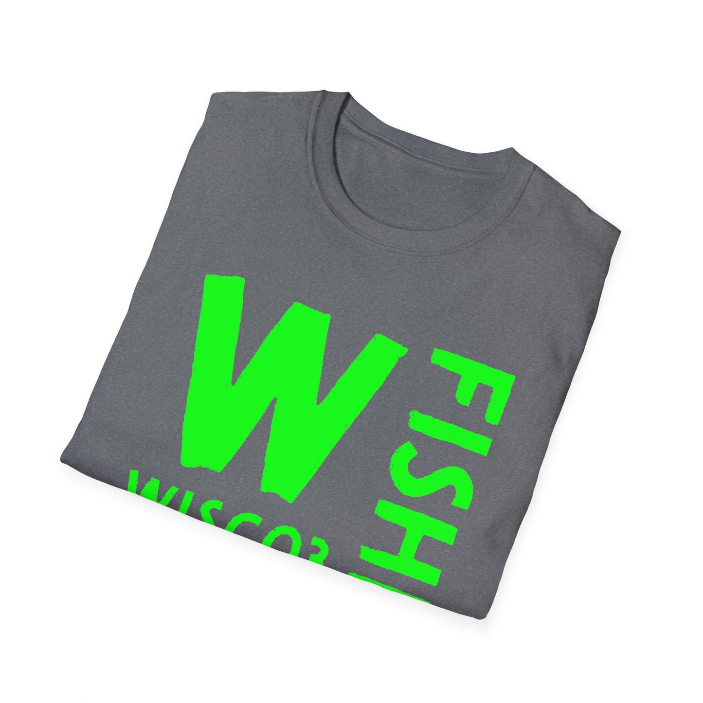 Wisco3 Green Letters Unisex Softstyle T-Shirt - Perfect for Anglers and Outdoor Enthusiasts