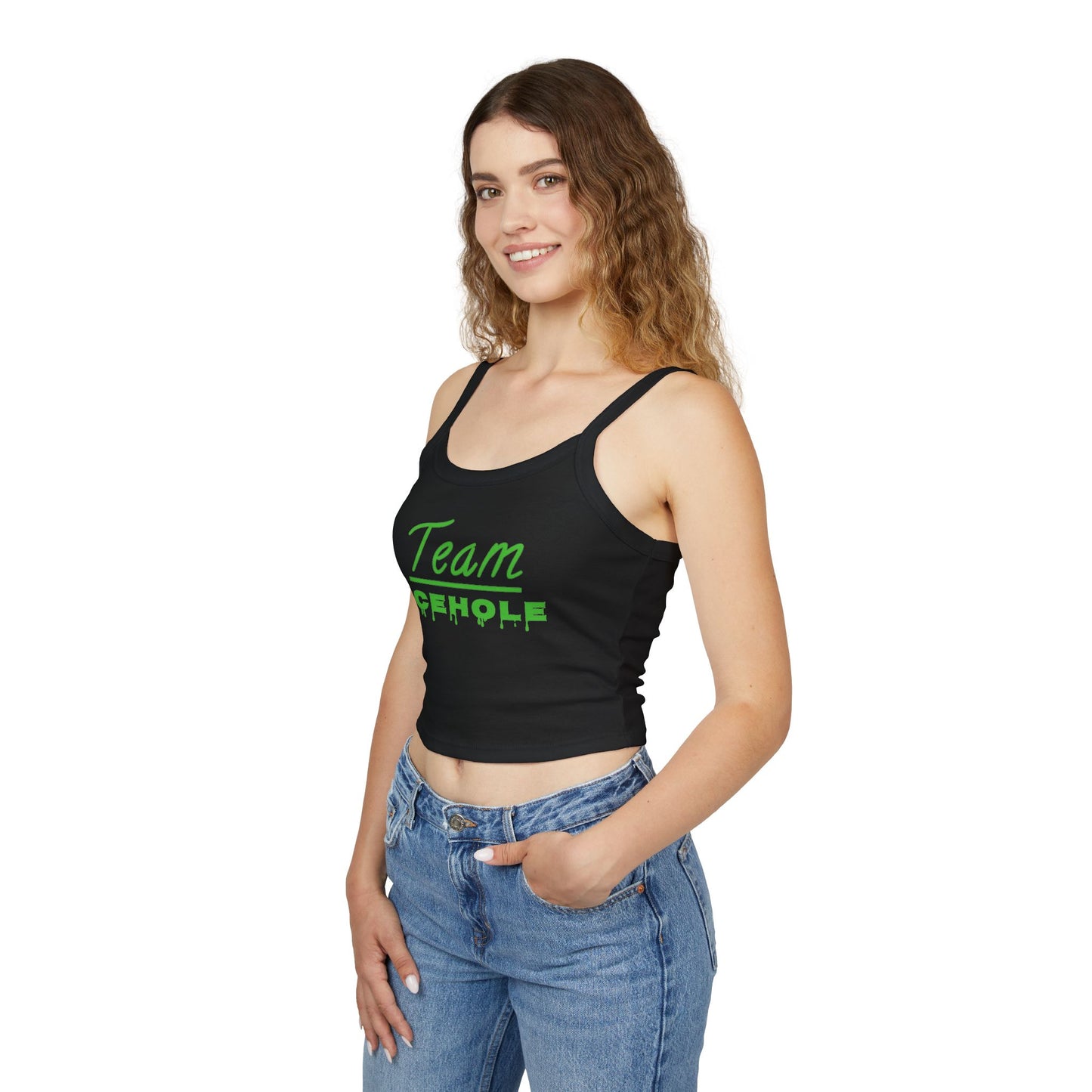 Team Icehole Transparent Background Women's Spaghetti Strap Belly Tank Top