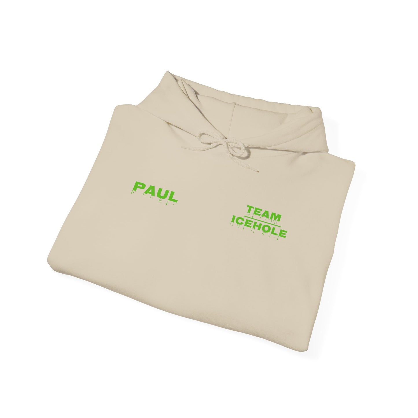 Hoodie - Minimal Green "PAUL / TEAM ICEHOLE" Front Graphic Hoodie
