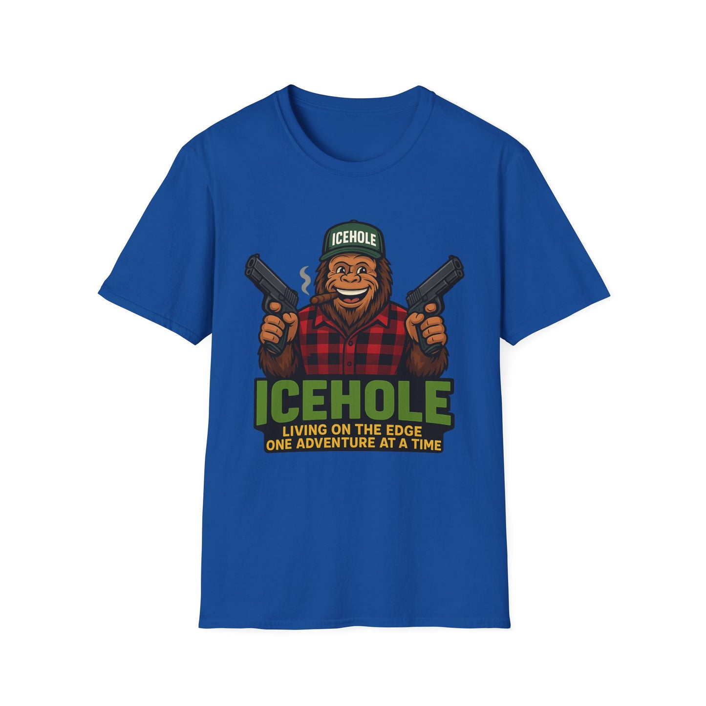 Adventure Living On The Edge Team IceHole Big Foot -Unisex Softstyle T-Shirt