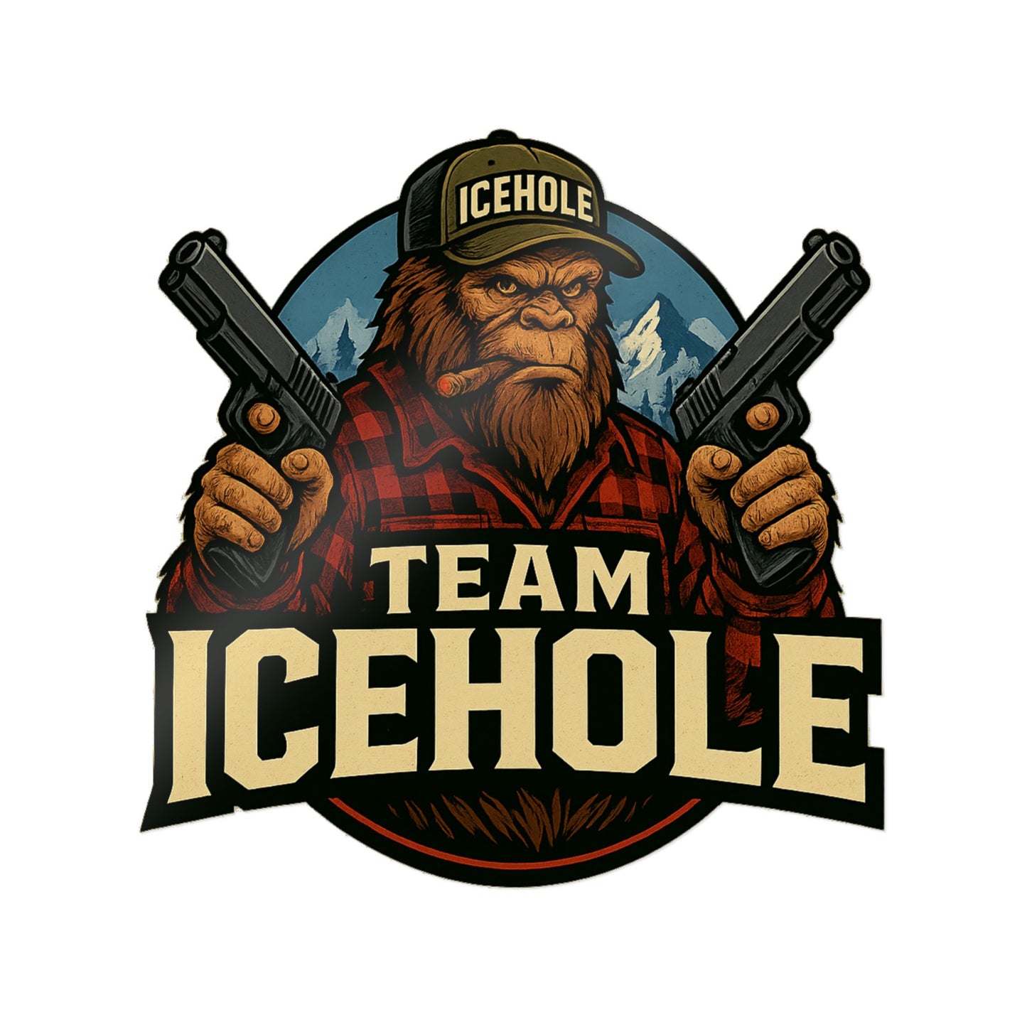 Team Icehole Big Foot Die-Cut Stickers - Fun Outdoor Decal for Enthusiasts