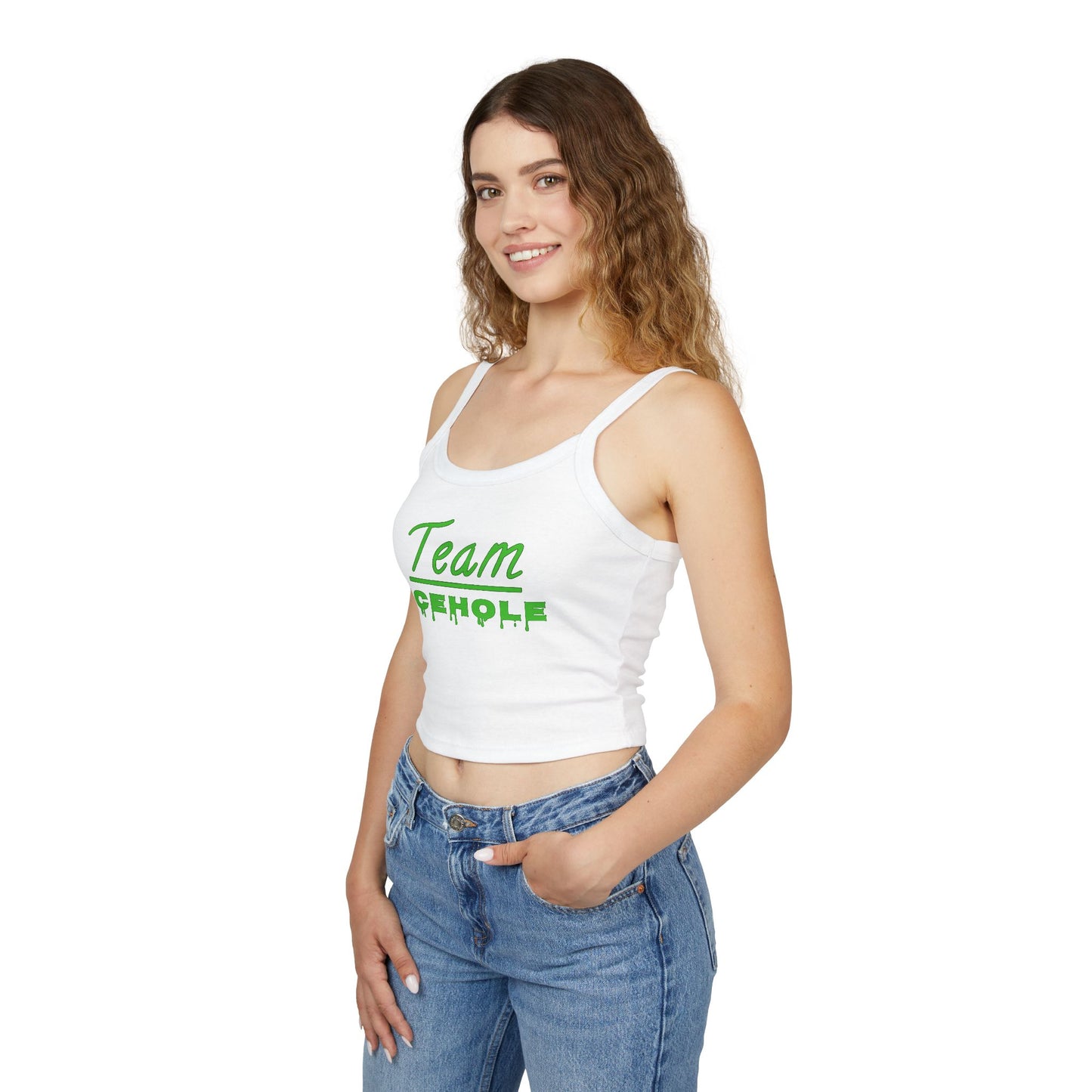 Team Icehole Transparent Background Women's Spaghetti Strap Belly Tank Top