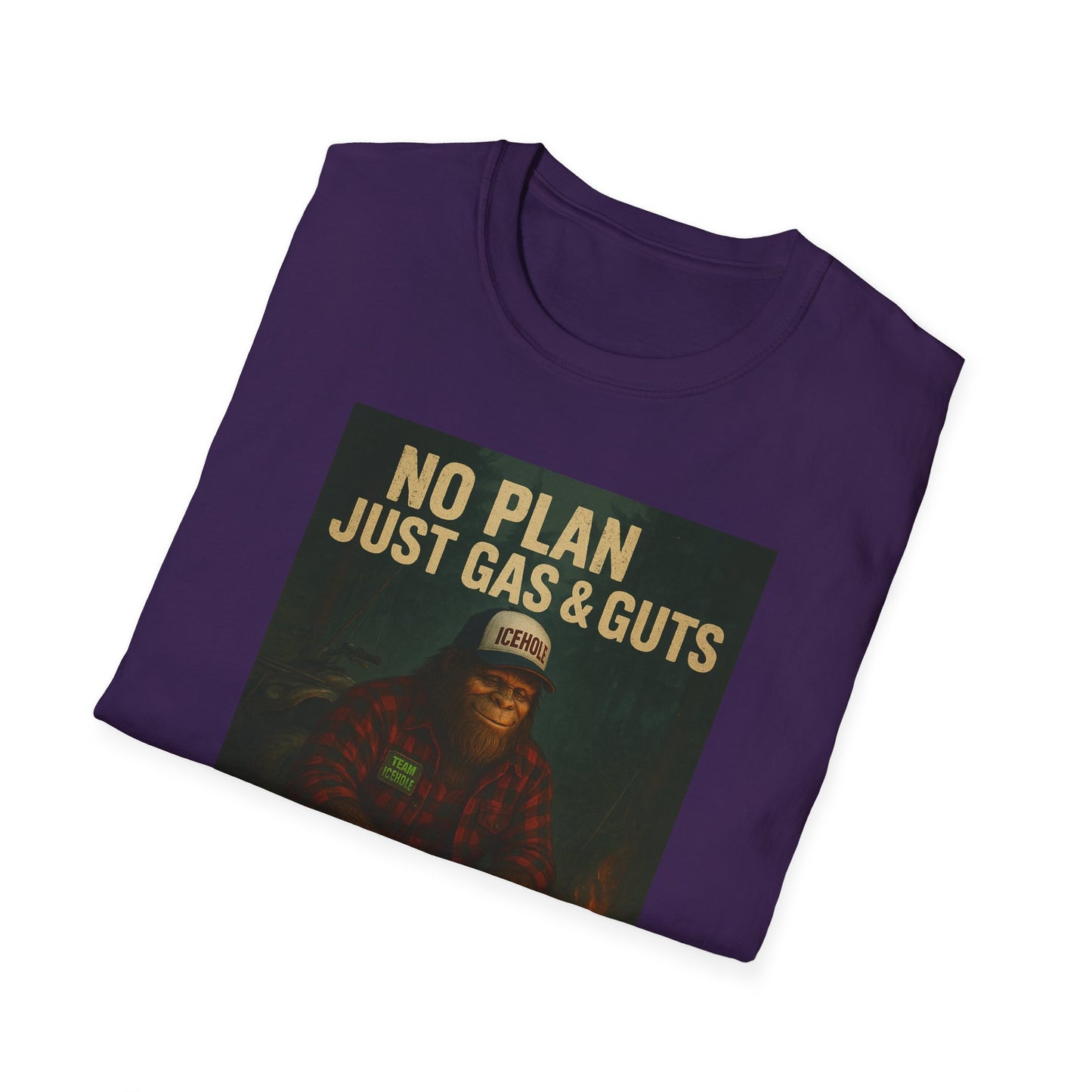 No Plan Just Gas & Guts' Camping Tee for Outdoor Enthusiasts | Team IceHole