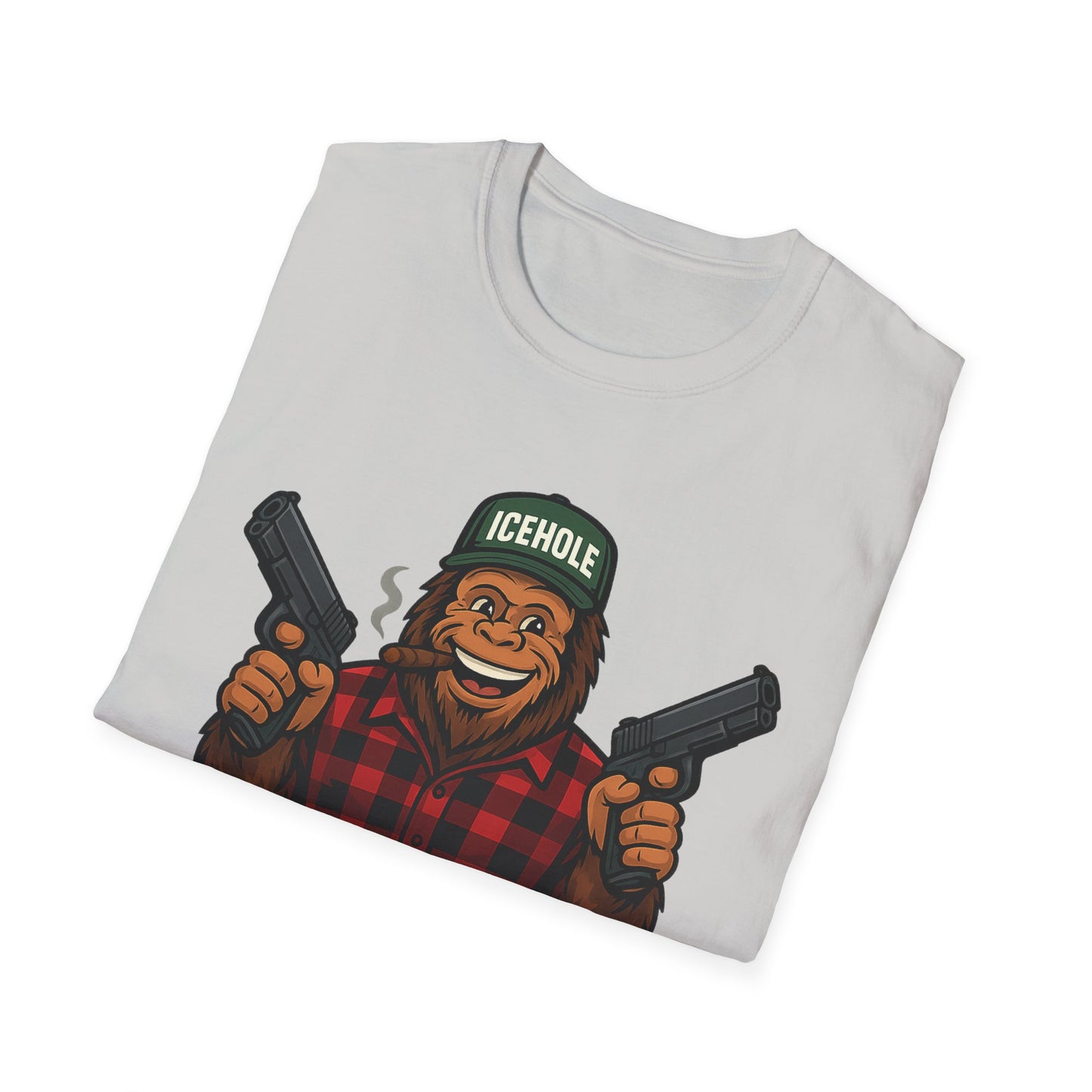 Adventure Living On The Edge Team IceHole Big Foot -Unisex Softstyle T-Shirt