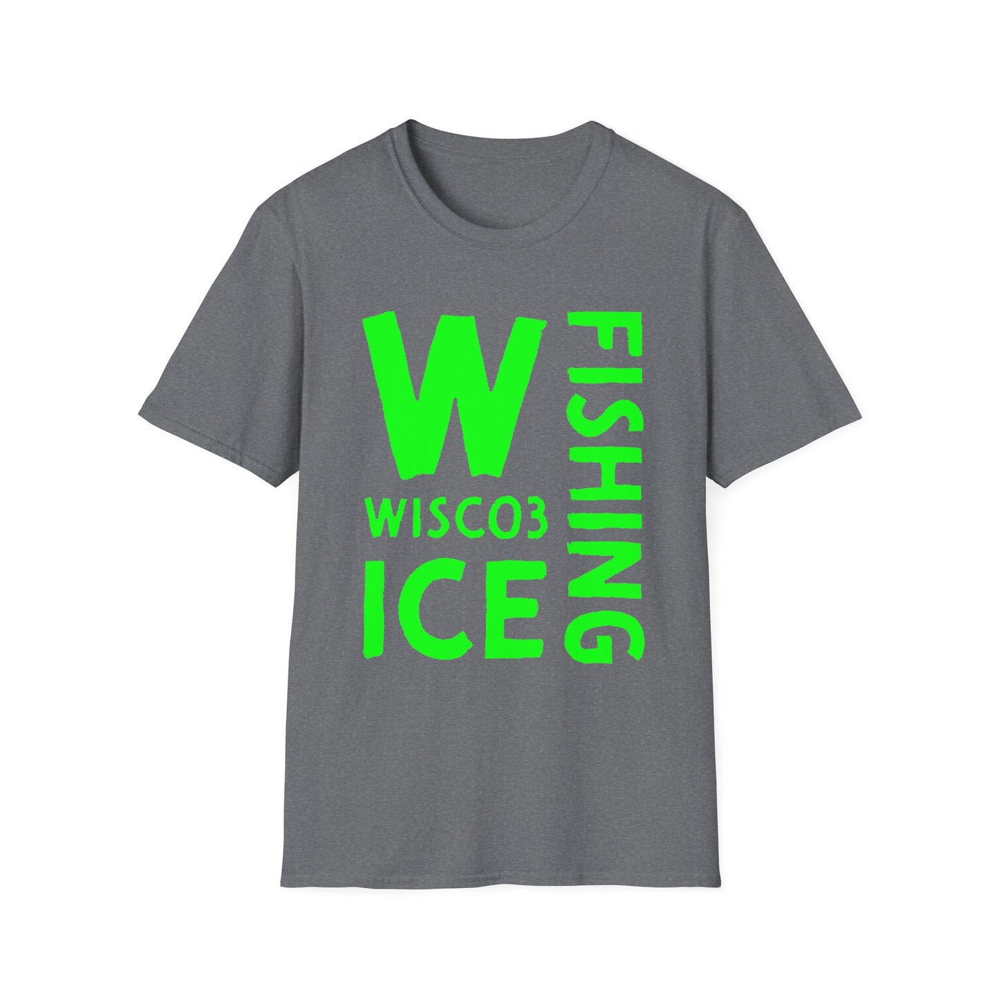 Wisco3 Green Letters Unisex Softstyle T-Shirt - Perfect for Anglers and Outdoor Enthusiasts