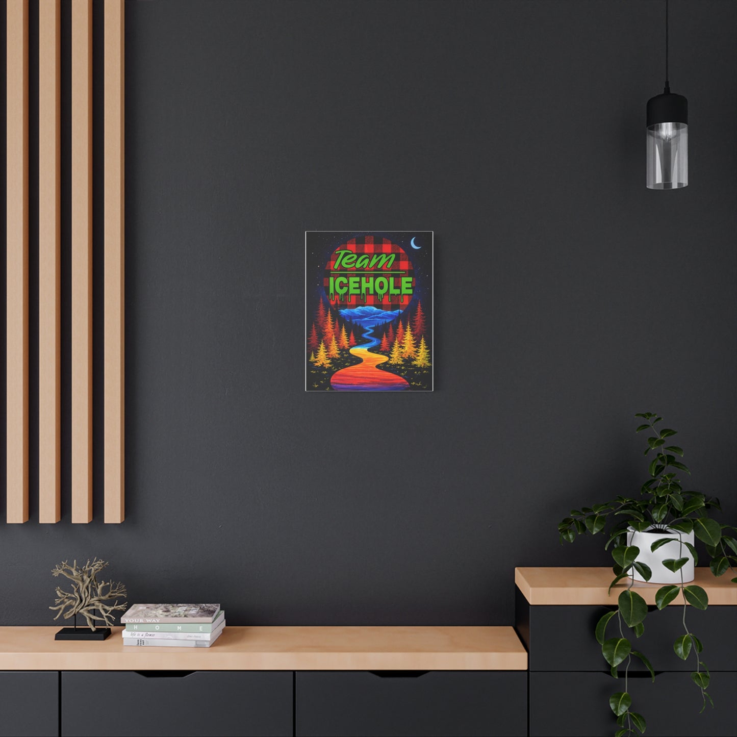 Icehole Retro Forest Canvas Wall Art – Vibrant Scenic Stretched Matte Print
