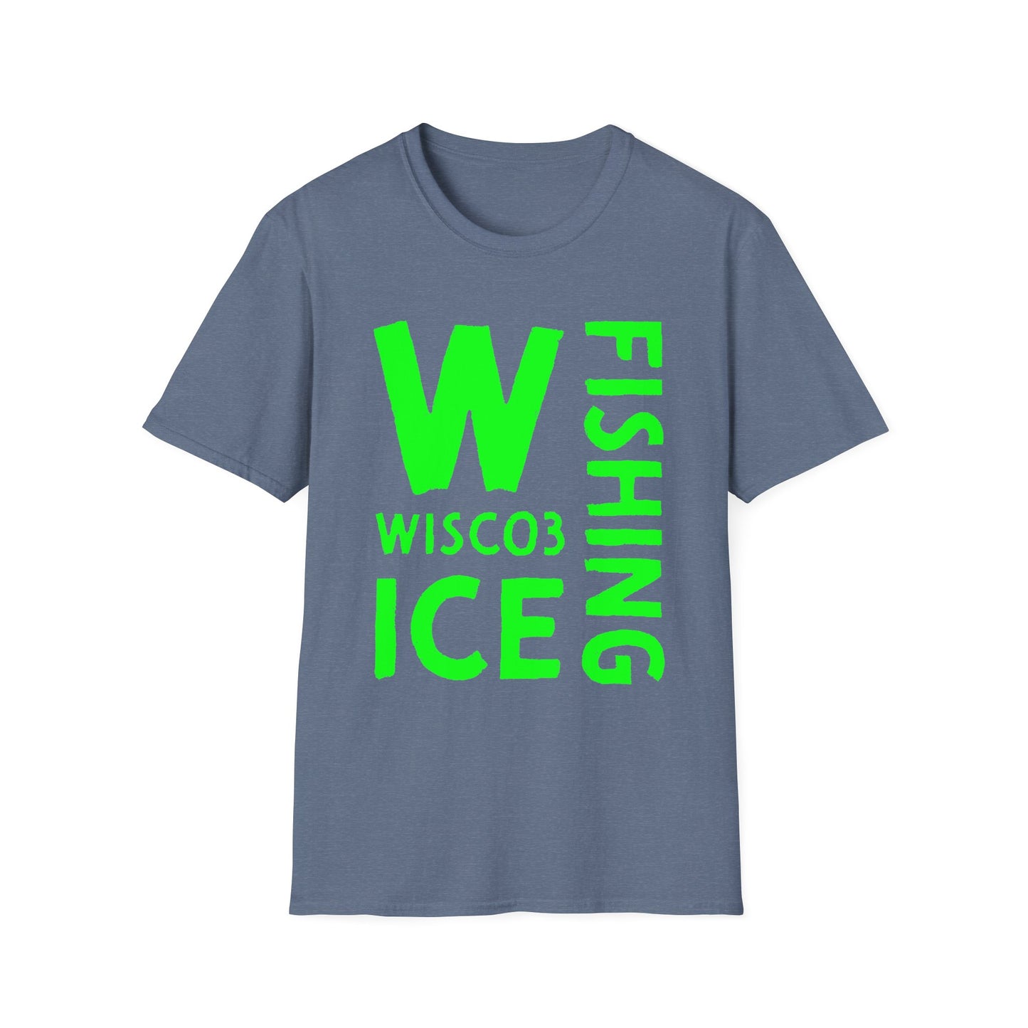 Wisco3 Green Letters Unisex Softstyle T-Shirt - Perfect for Anglers and Outdoor Enthusiasts
