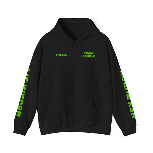 Hoodie - Minimal Green "PAUL / TEAM ICEHOLE" Front Graphic Hoodie