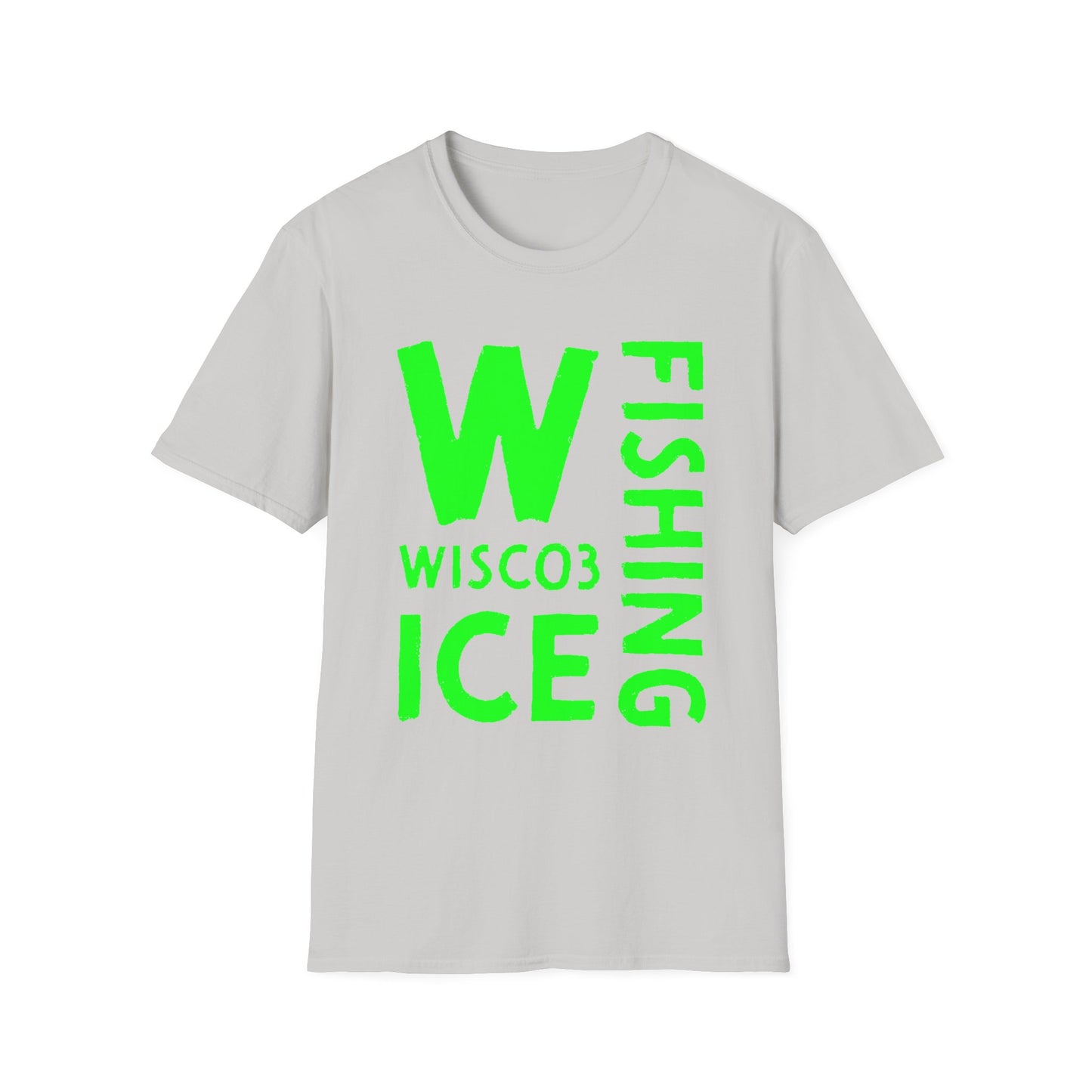 Wisco3 Green Letters Unisex Softstyle T-Shirt - Perfect for Anglers and Outdoor Enthusiasts