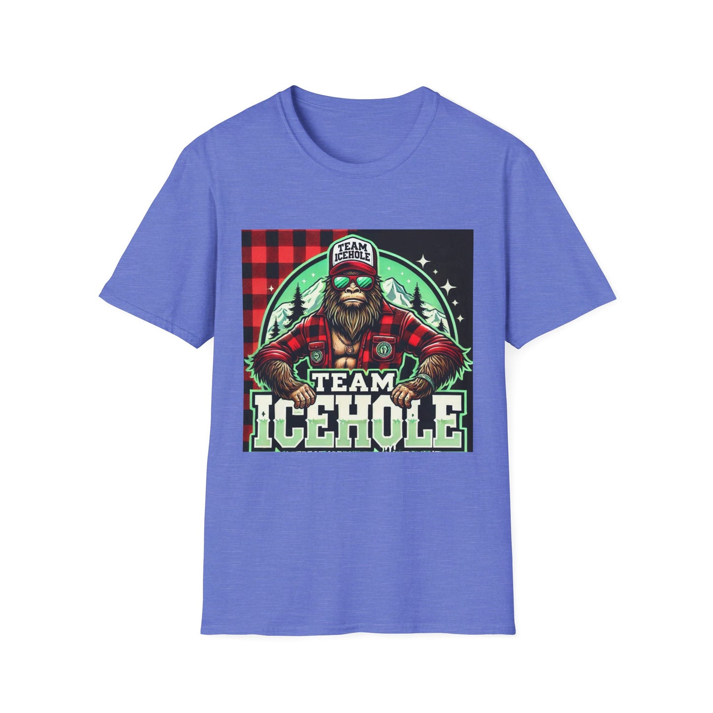 T-Shirt for Outdoor Enthusiasts - Team IceHole BigFoot Holding Logo