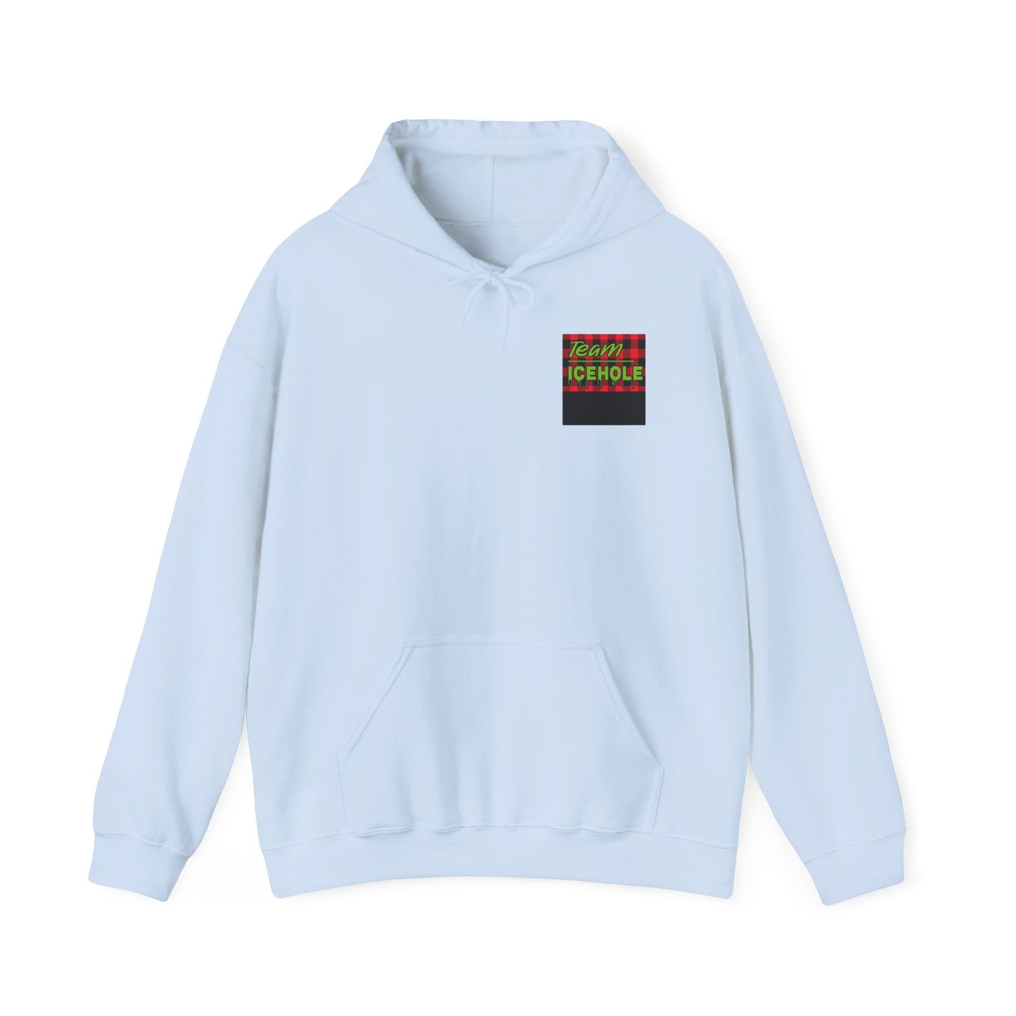 Bigfoot Ice Fisherman Hoodie — "Drill It Till It Squeaks" Graphic Pullover
