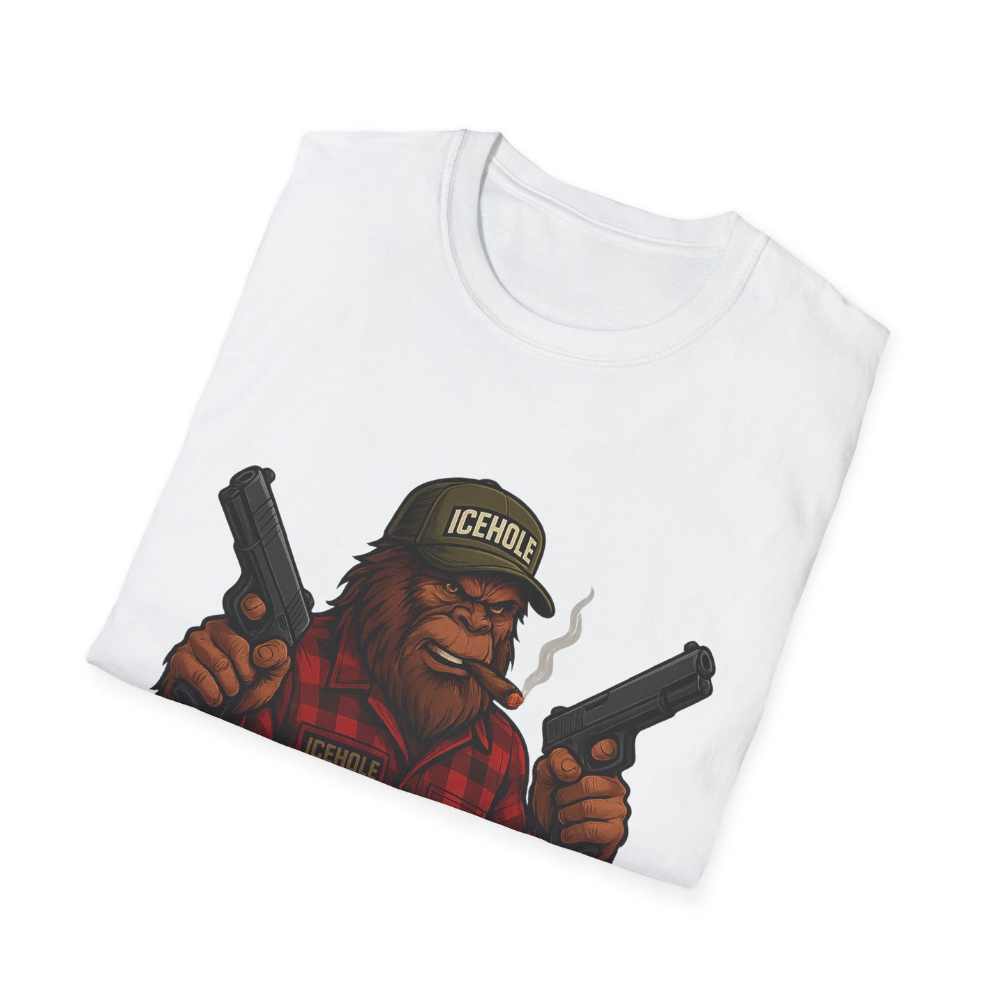 Bigfoot Graphic No Background Team IceHole Mascot T-Shirt - Unisex Softstyle Tee