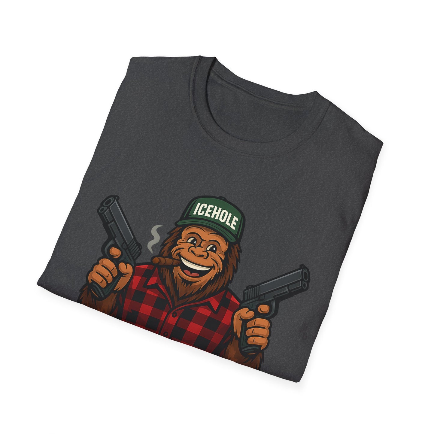 Adventure Living On The Edge Team IceHole Big Foot -Unisex Softstyle T-Shirt