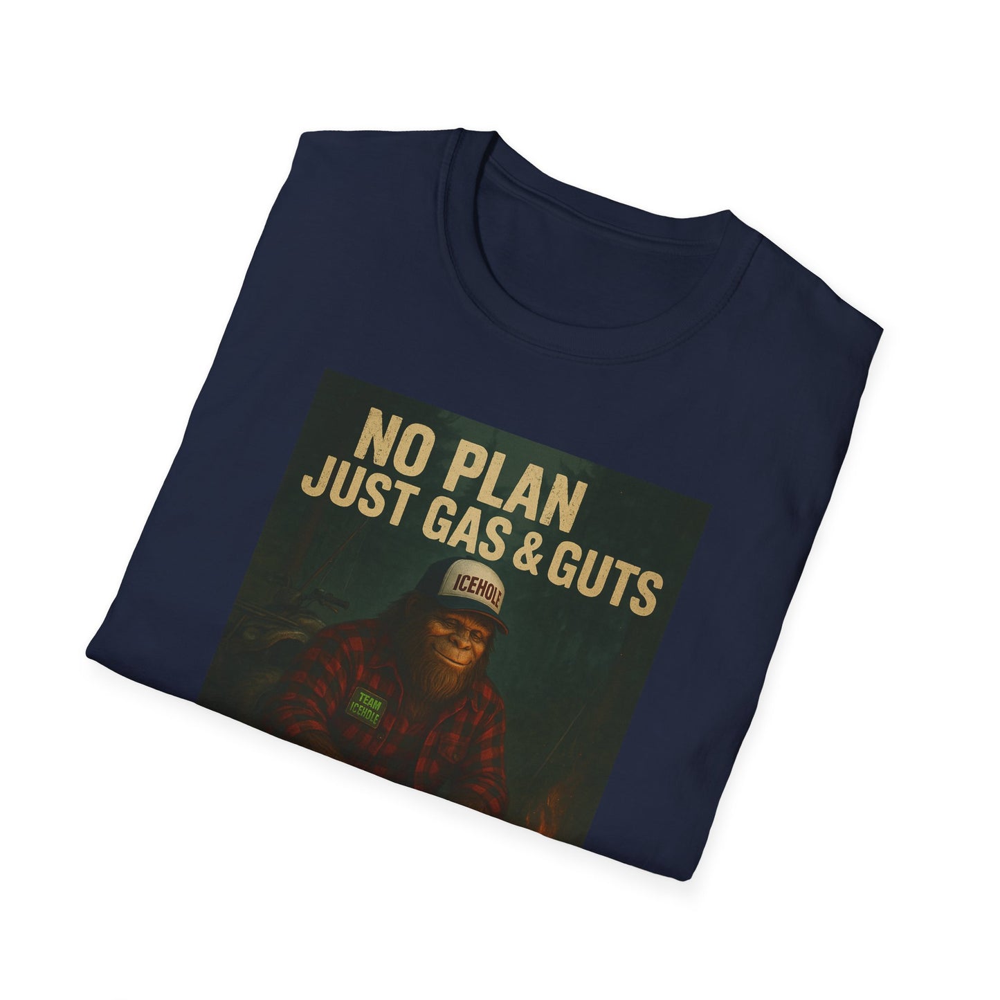 No Plan Just Gas & Guts' Camping Tee for Outdoor Enthusiasts | Team IceHole