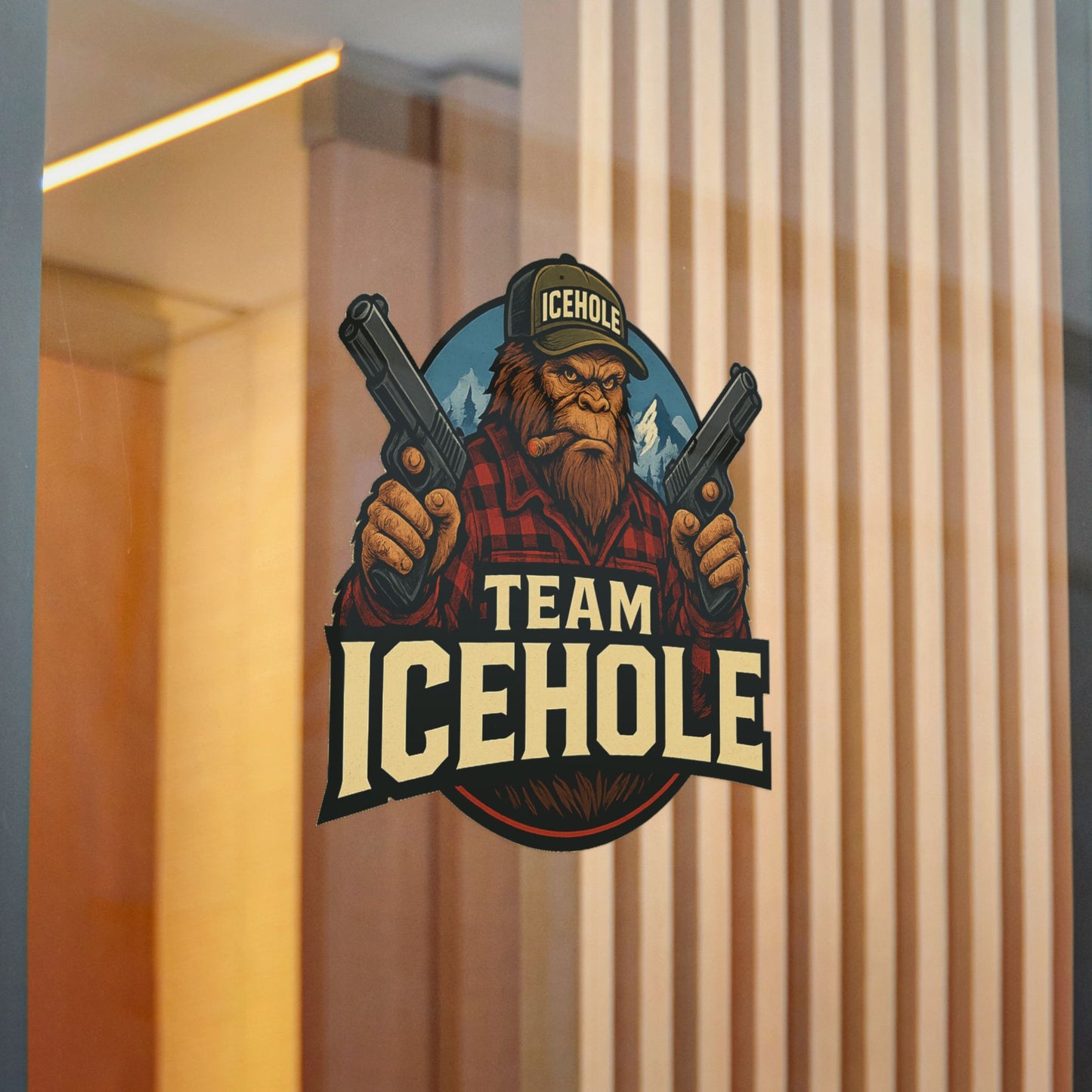 Team Icehole Big Foot Die-Cut Stickers - Fun Outdoor Decal for Enthusiasts