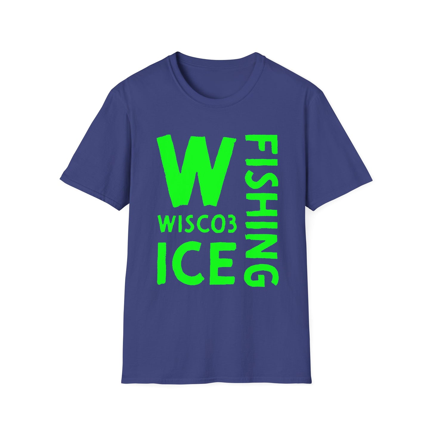 Wisco3 Green Letters Unisex Softstyle T-Shirt - Perfect for Anglers and Outdoor Enthusiasts