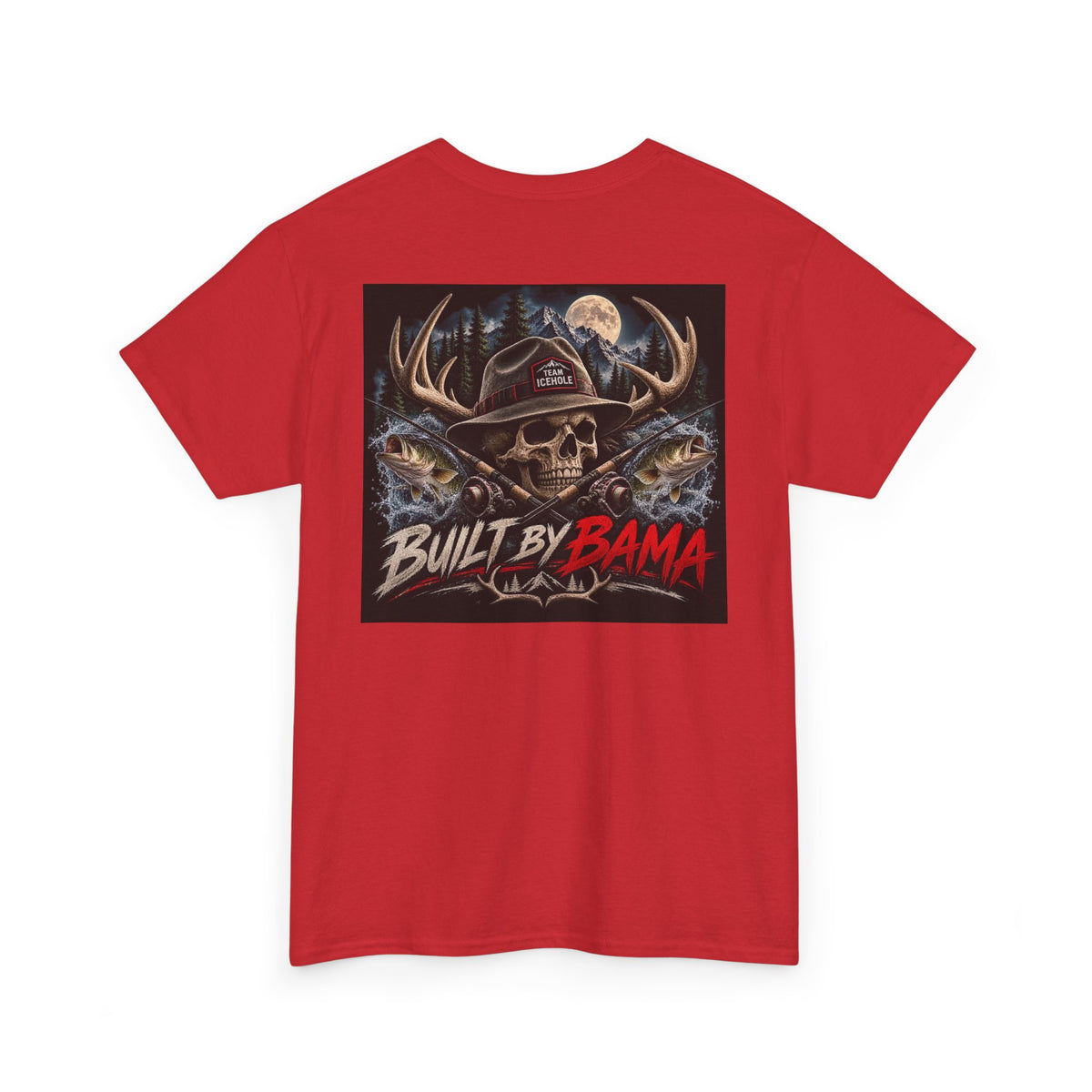 Built by Bama Skull Tee Ryan T. — Team IceHole Fishing & Hunting Graphic T-Shirt