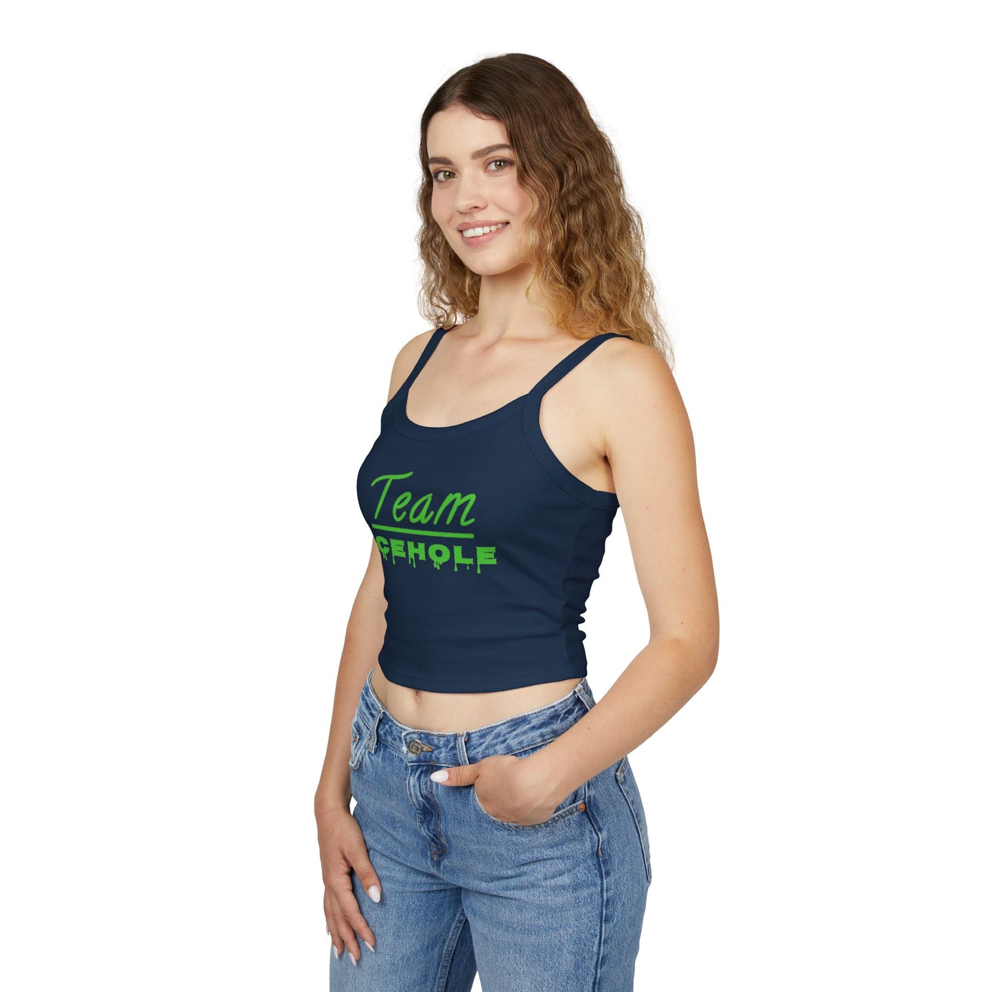 Team Icehole Transparent Background Women's Spaghetti Strap Belly Tank Top