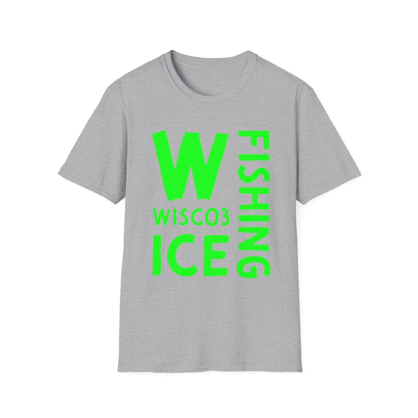 Wisco3 Green Letters Unisex Softstyle T-Shirt - Perfect for Anglers and Outdoor Enthusiasts