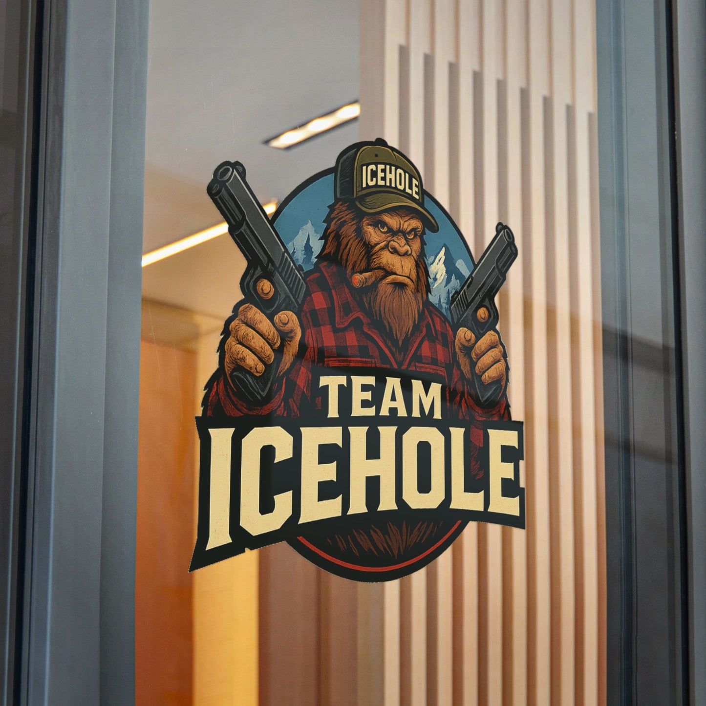 Team Icehole Big Foot Die-Cut Stickers - Fun Outdoor Decal for Enthusiasts