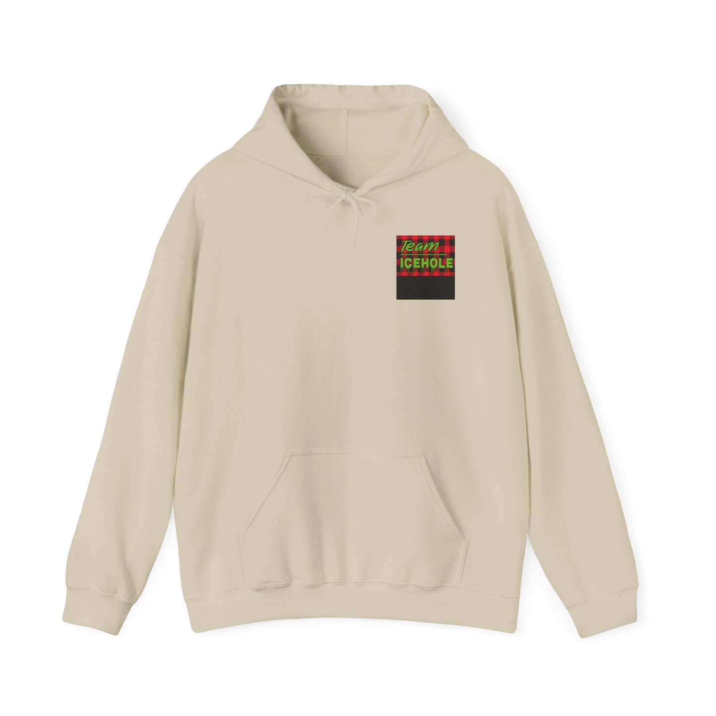 Bigfoot Ice Fisherman Hoodie — "Drill It Till It Squeaks" Graphic Pullover