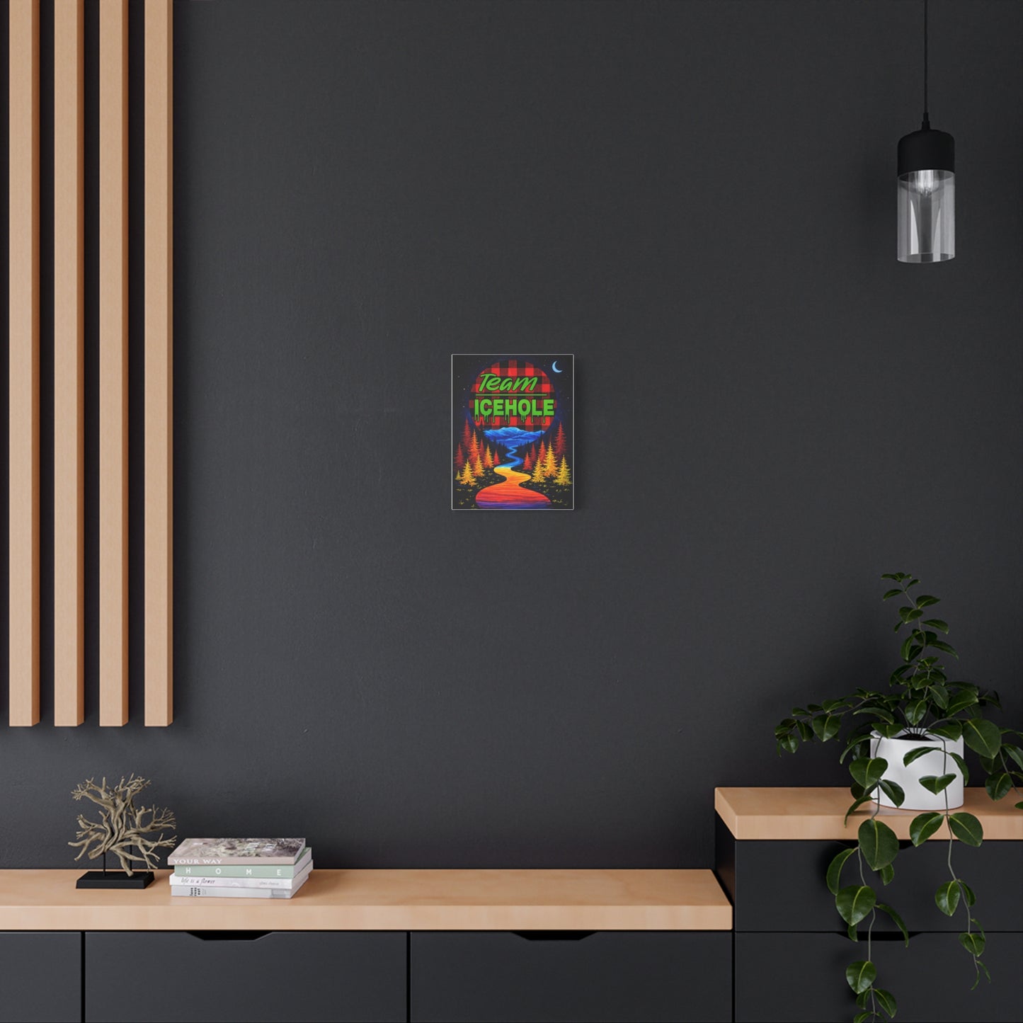 Icehole Retro Forest Canvas Wall Art – Vibrant Scenic Stretched Matte Print