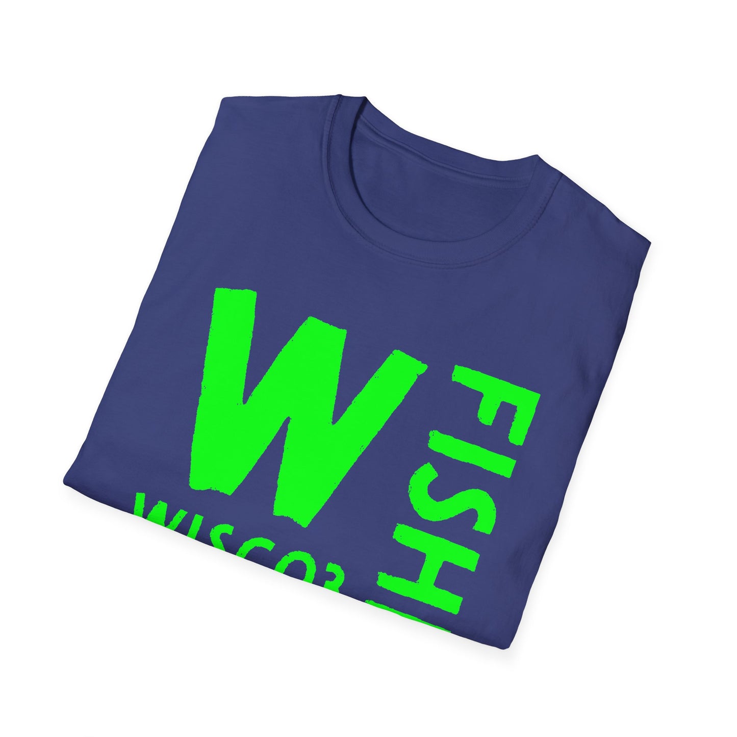 Wisco3 Green Letters Unisex Softstyle T-Shirt - Perfect for Anglers and Outdoor Enthusiasts