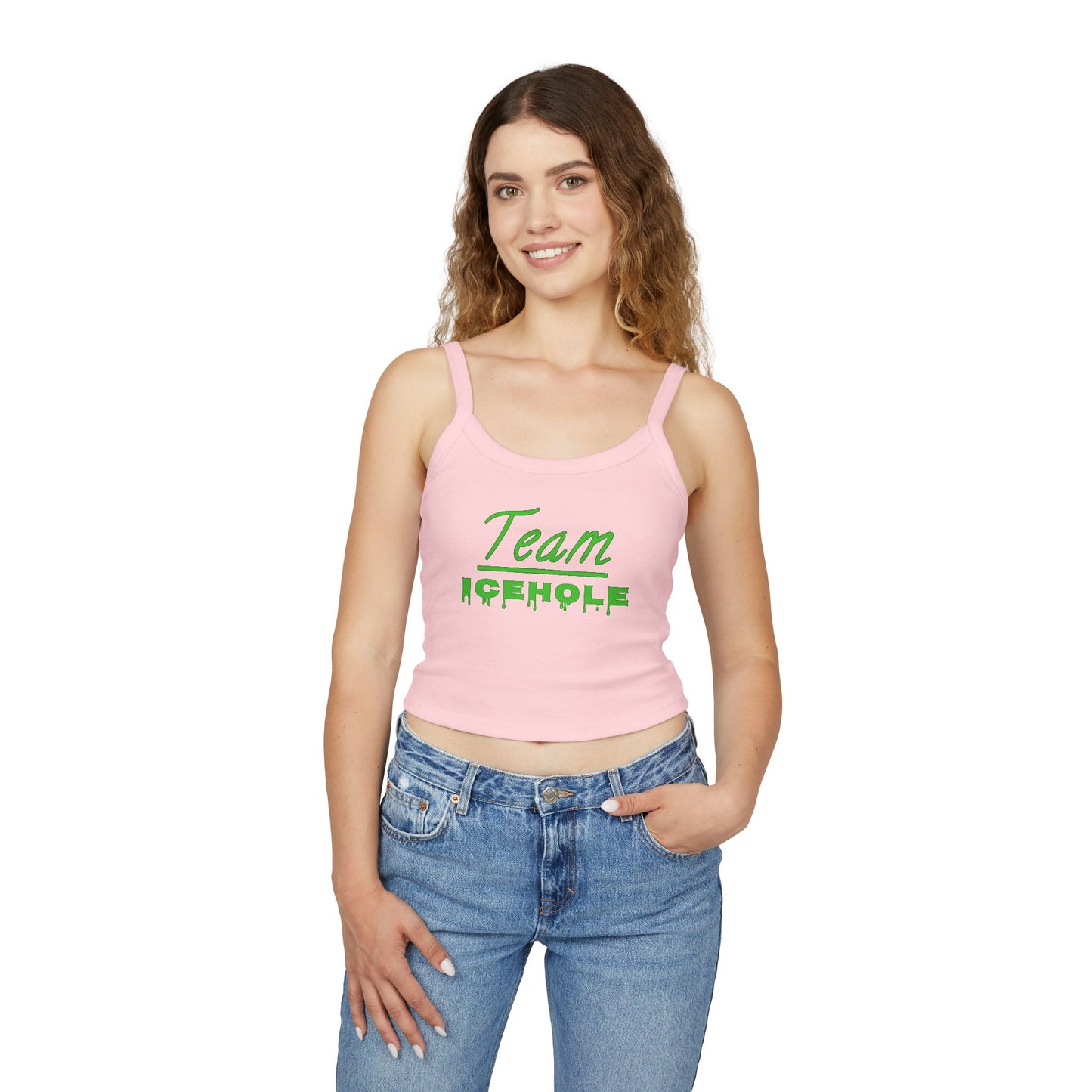 Team Icehole Transparent Background Women's Spaghetti Strap Belly Tank Top