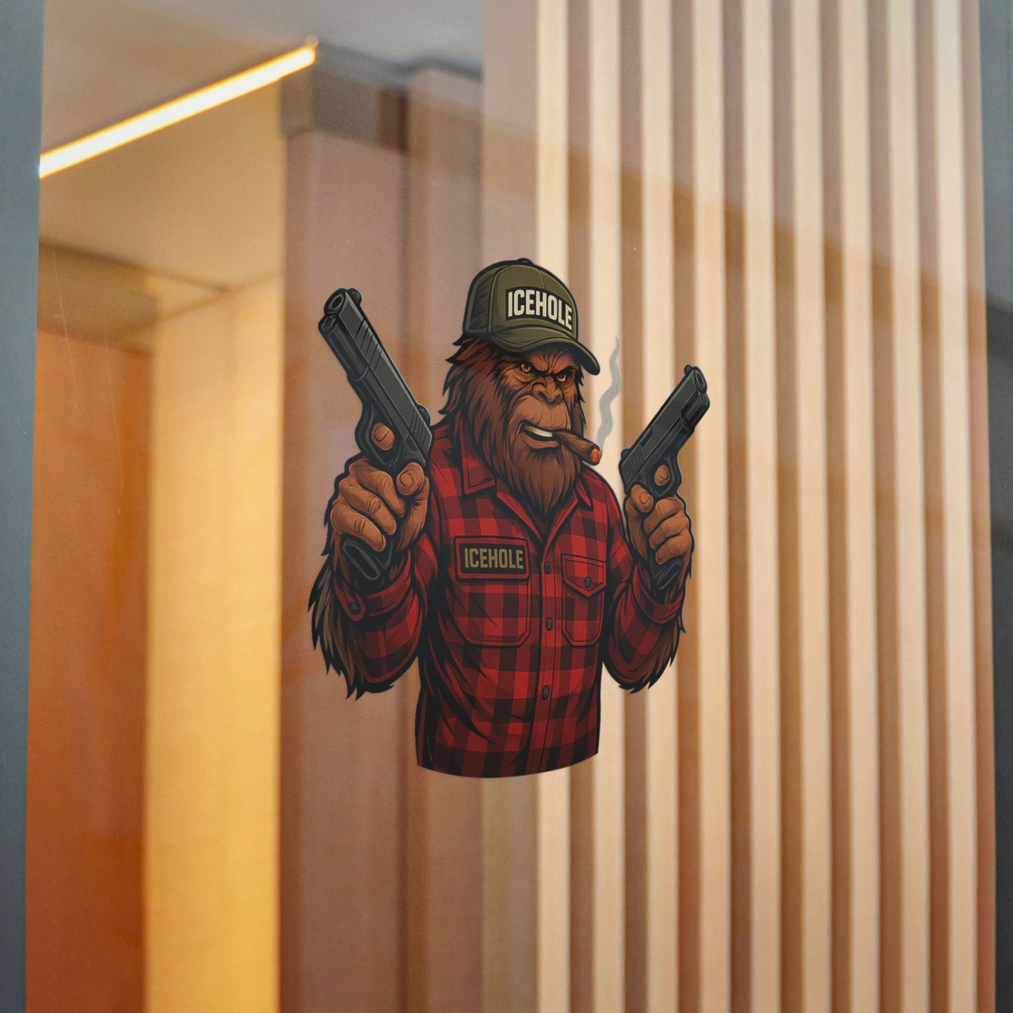 Biker Sasquatch Die-Cut Stickers - Team IceHole Design