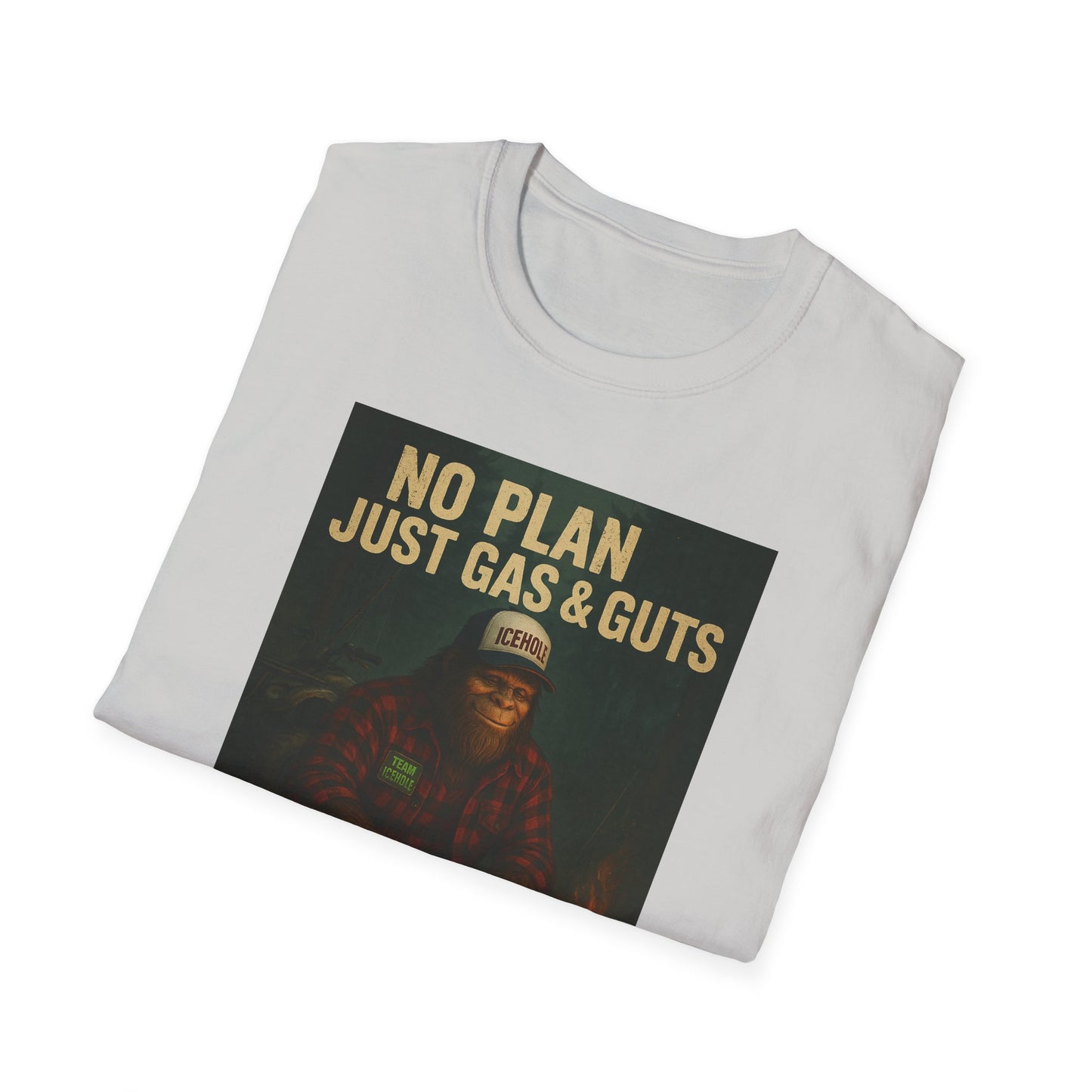 No Plan Just Gas & Guts' Camping Tee for Outdoor Enthusiasts | Team IceHole