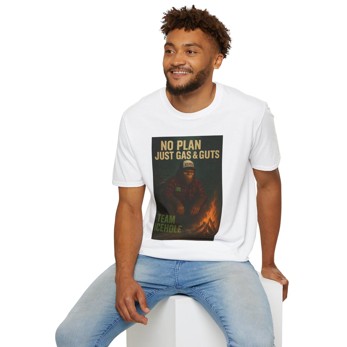 No Plan Just Gas & Guts' Camping Tee for Outdoor Enthusiasts | Team IceHole