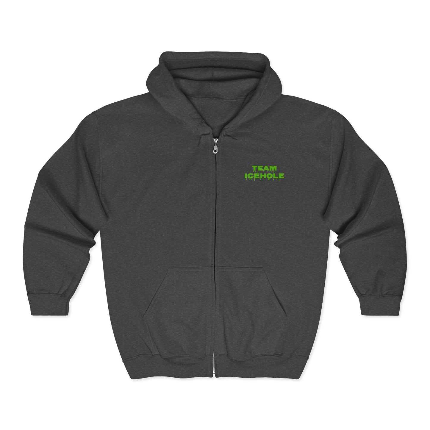 Team Icehole Zip Hoodie — Neon Drip Graphic Full-Zip Sweatshirt (Est. 2025)