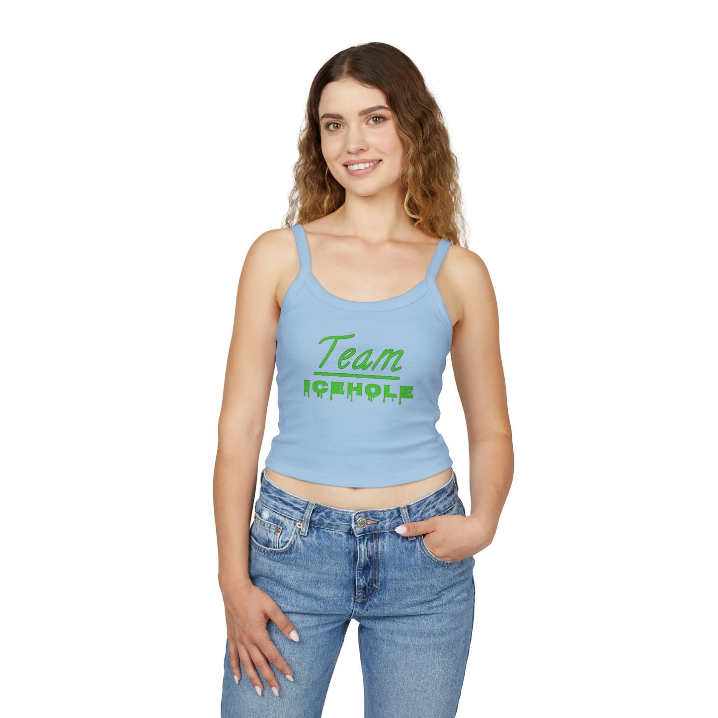 Team Icehole Transparent Background Women's Spaghetti Strap Belly Tank Top