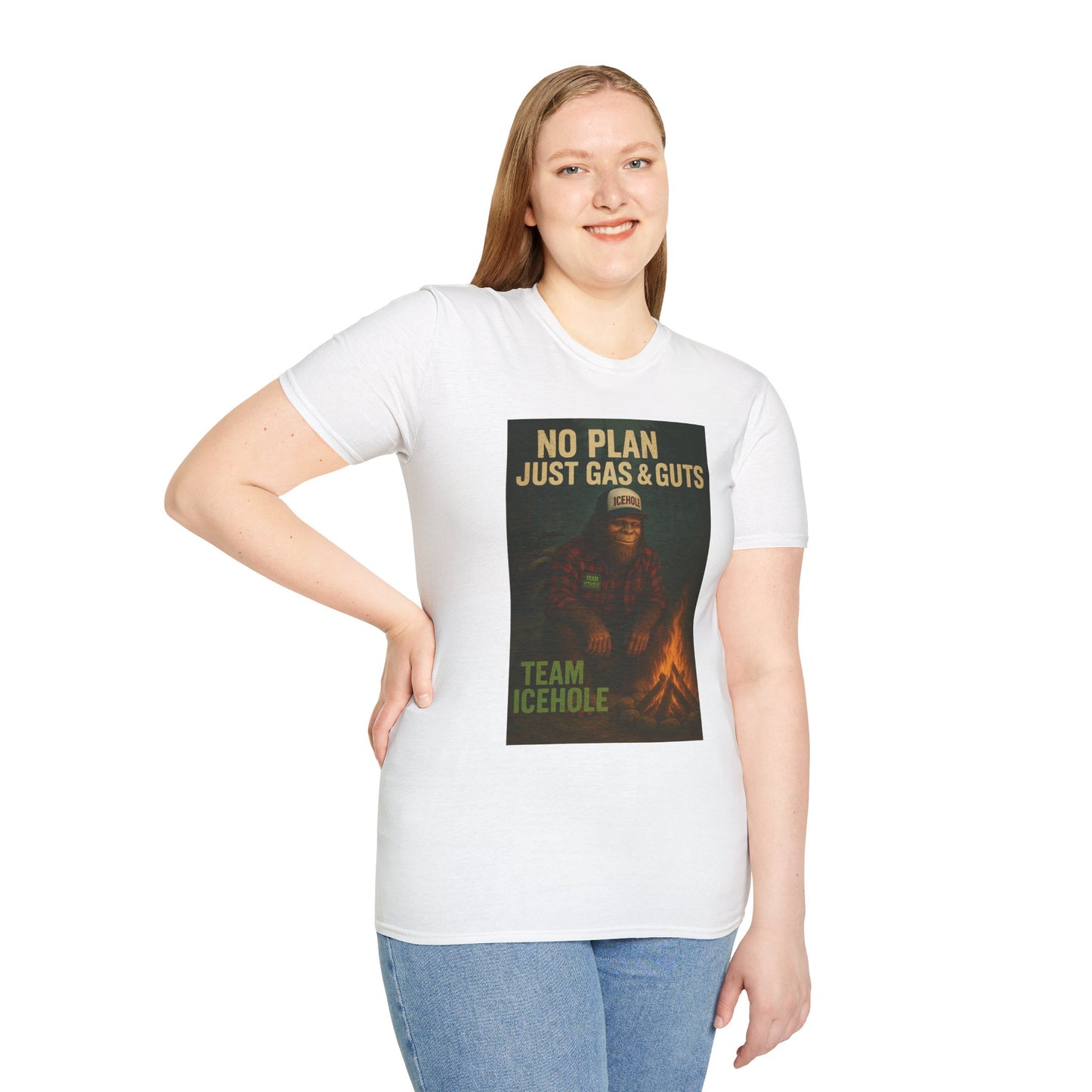 No Plan Just Gas & Guts' Camping Tee for Outdoor Enthusiasts | Team IceHole