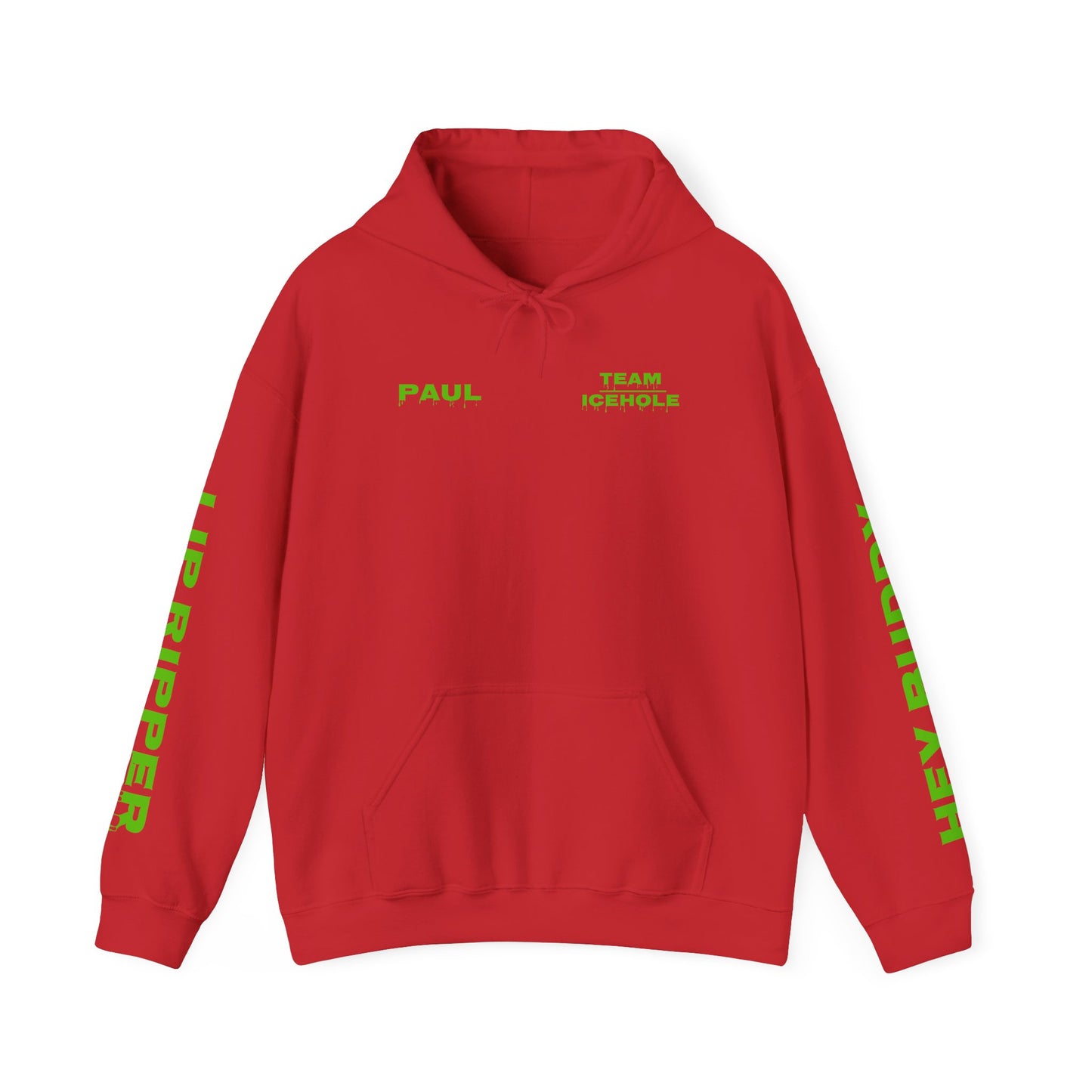 Hoodie - Minimal Green "PAUL / TEAM ICEHOLE" Front Graphic Hoodie