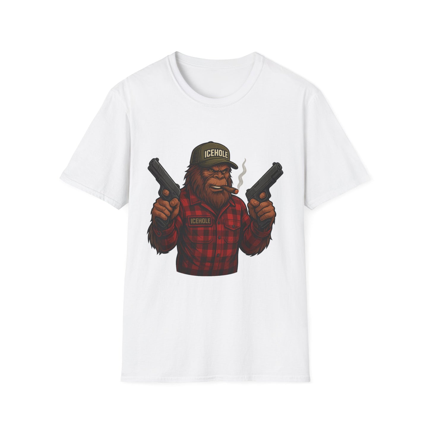 Bigfoot Graphic No Background Team IceHole Mascot T-Shirt - Unisex Softstyle Tee