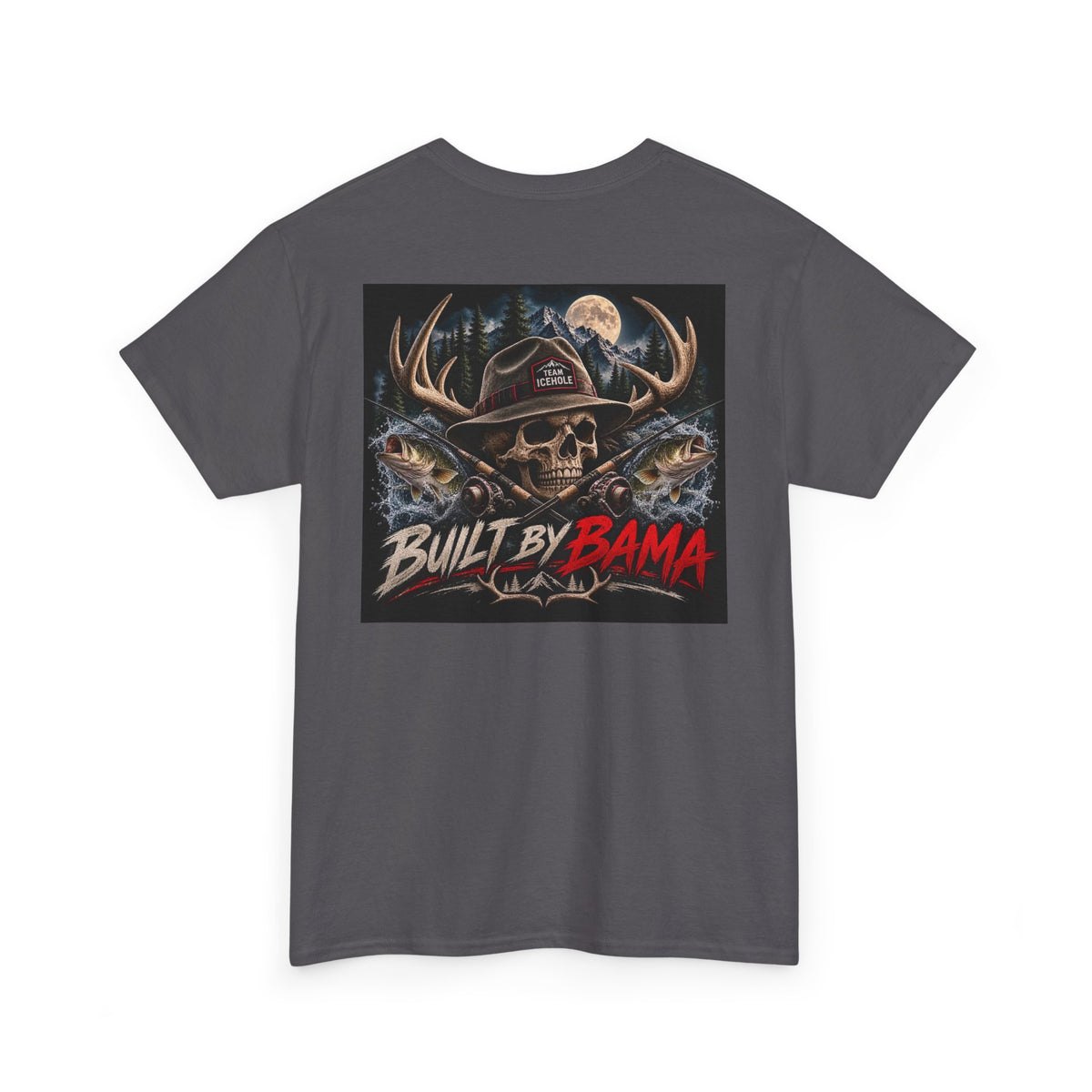 Built by Bama Skull Tee Ryan T. — Team IceHole Fishing & Hunting Graphic T-Shirt