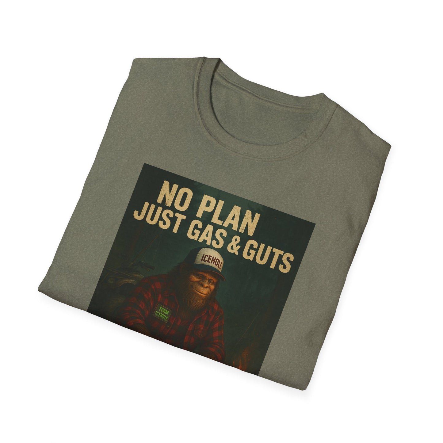 No Plan Just Gas & Guts' Camping Tee for Outdoor Enthusiasts | Team IceHole