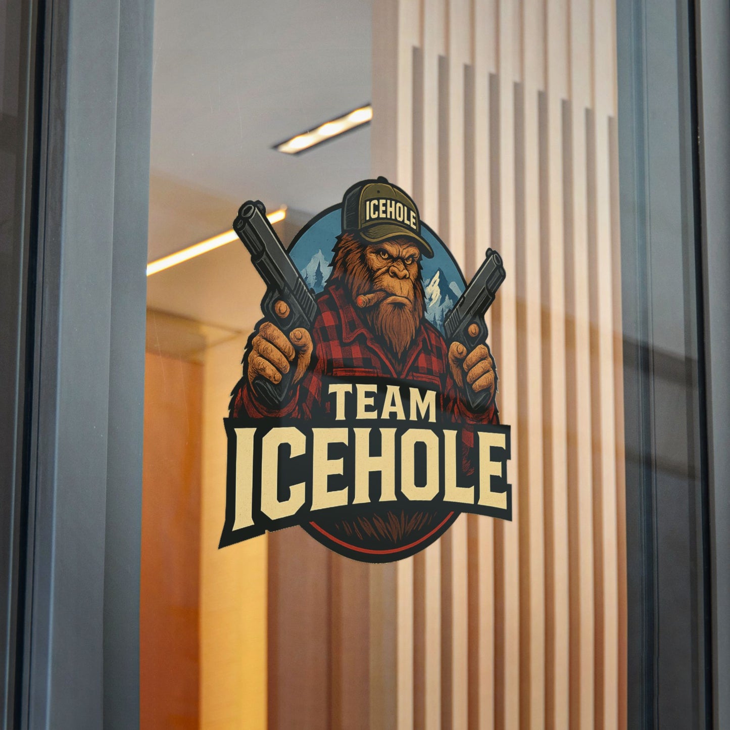 Team Icehole Big Foot Die-Cut Stickers - Fun Outdoor Decal for Enthusiasts