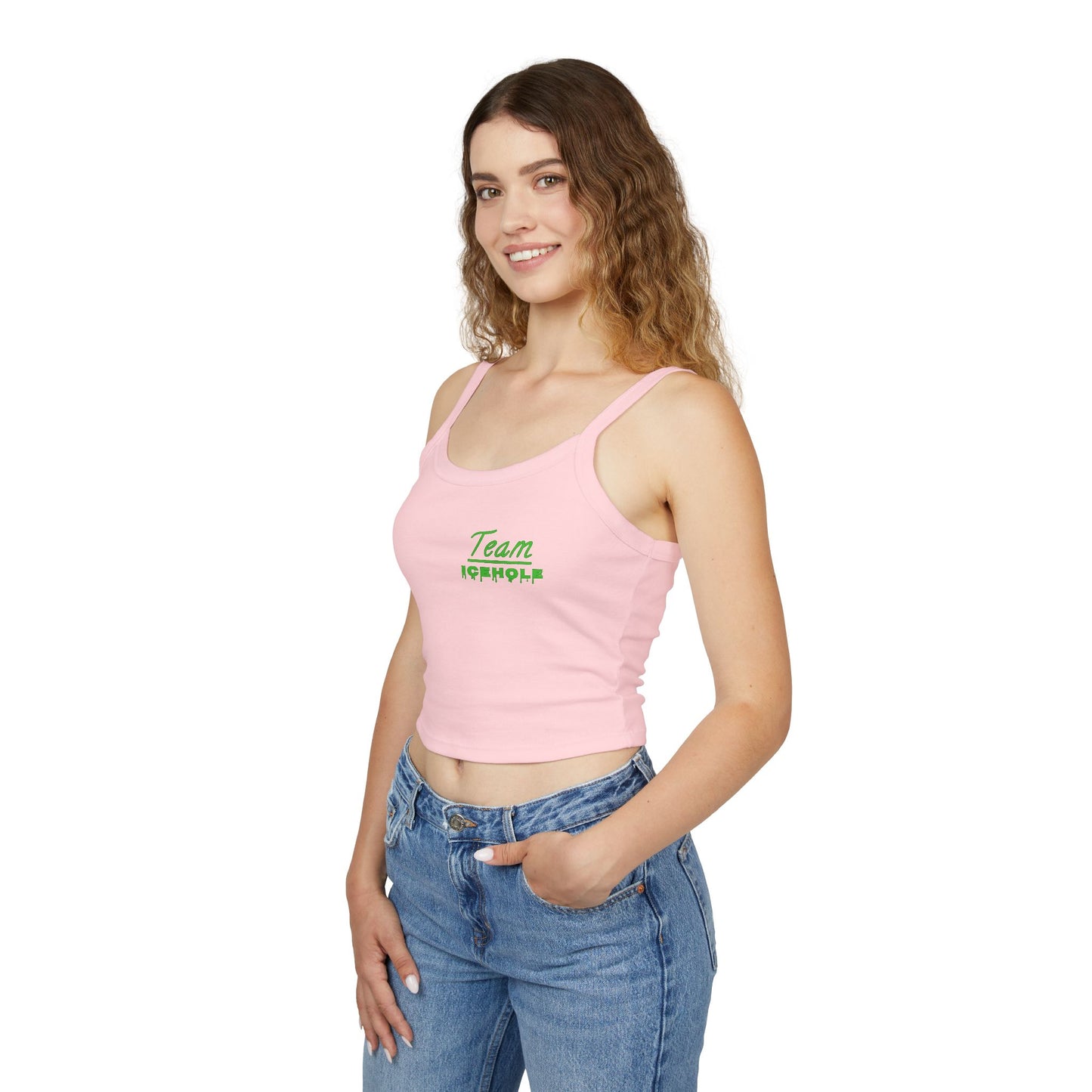 Women's Spaghetti Strap Belly Tank Top,  Small Team Icehole Logo Shirt