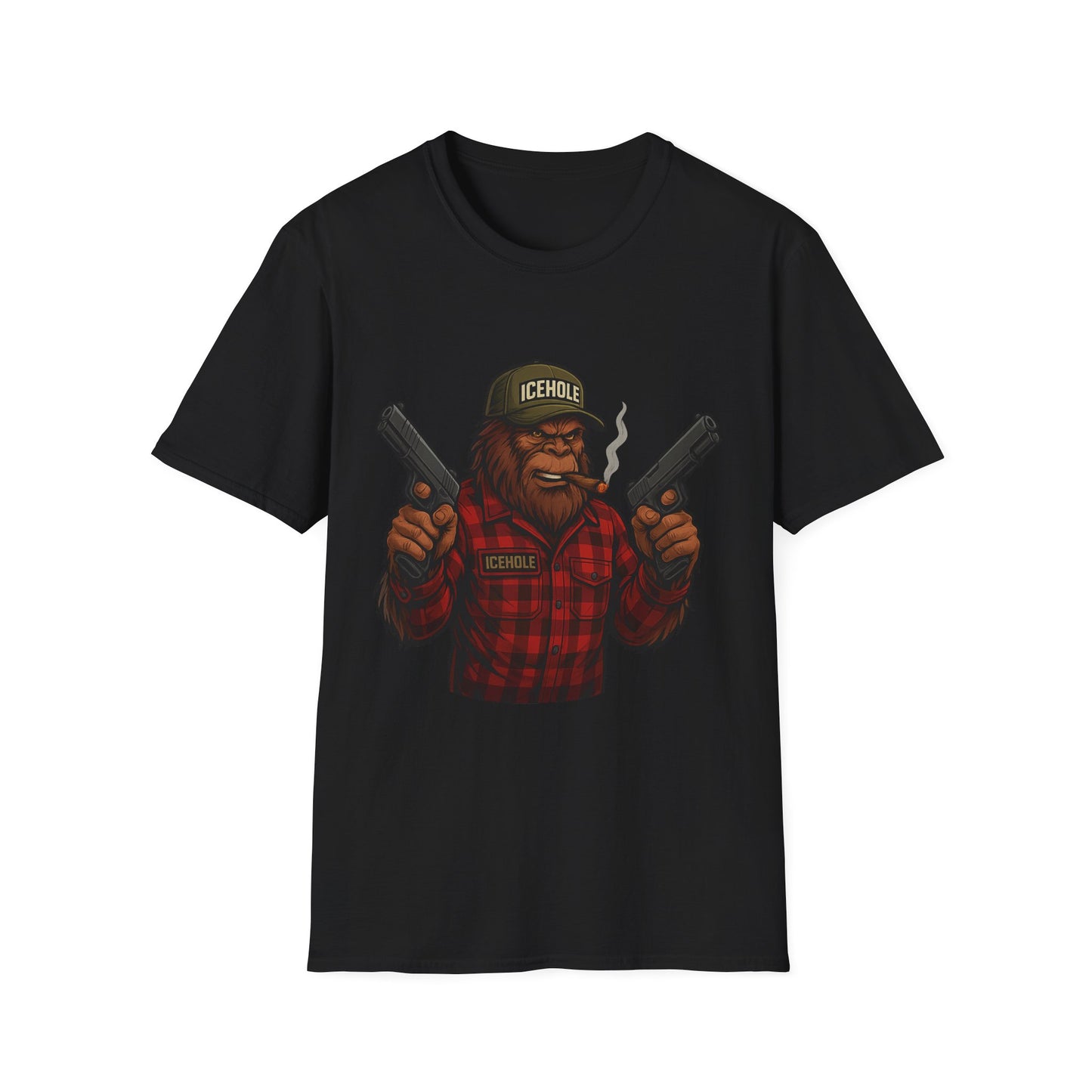 Bigfoot Graphic No Background Team IceHole Mascot T-Shirt - Unisex Softstyle Tee