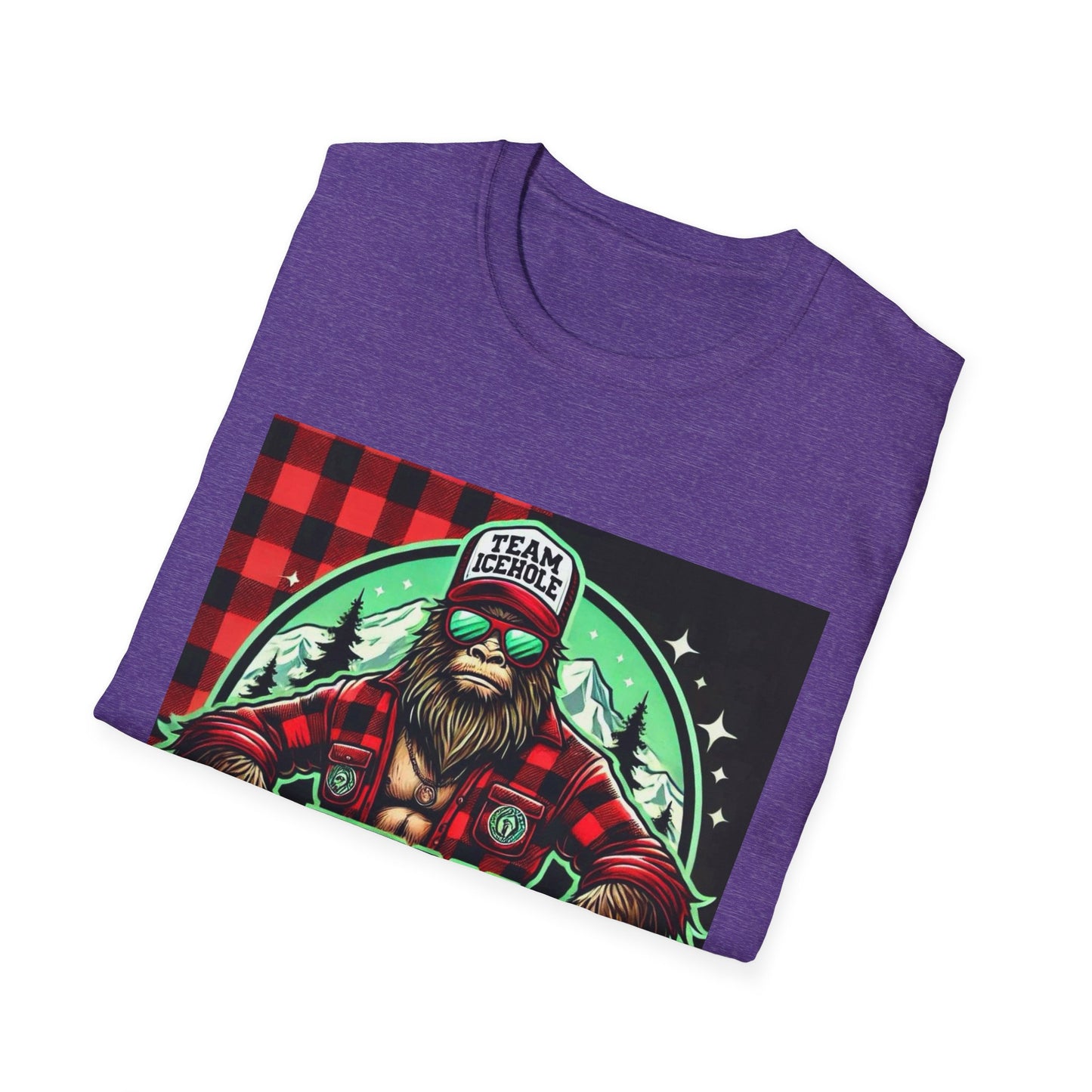 T-Shirt for Outdoor Enthusiasts - Team IceHole BigFoot Holding Logo