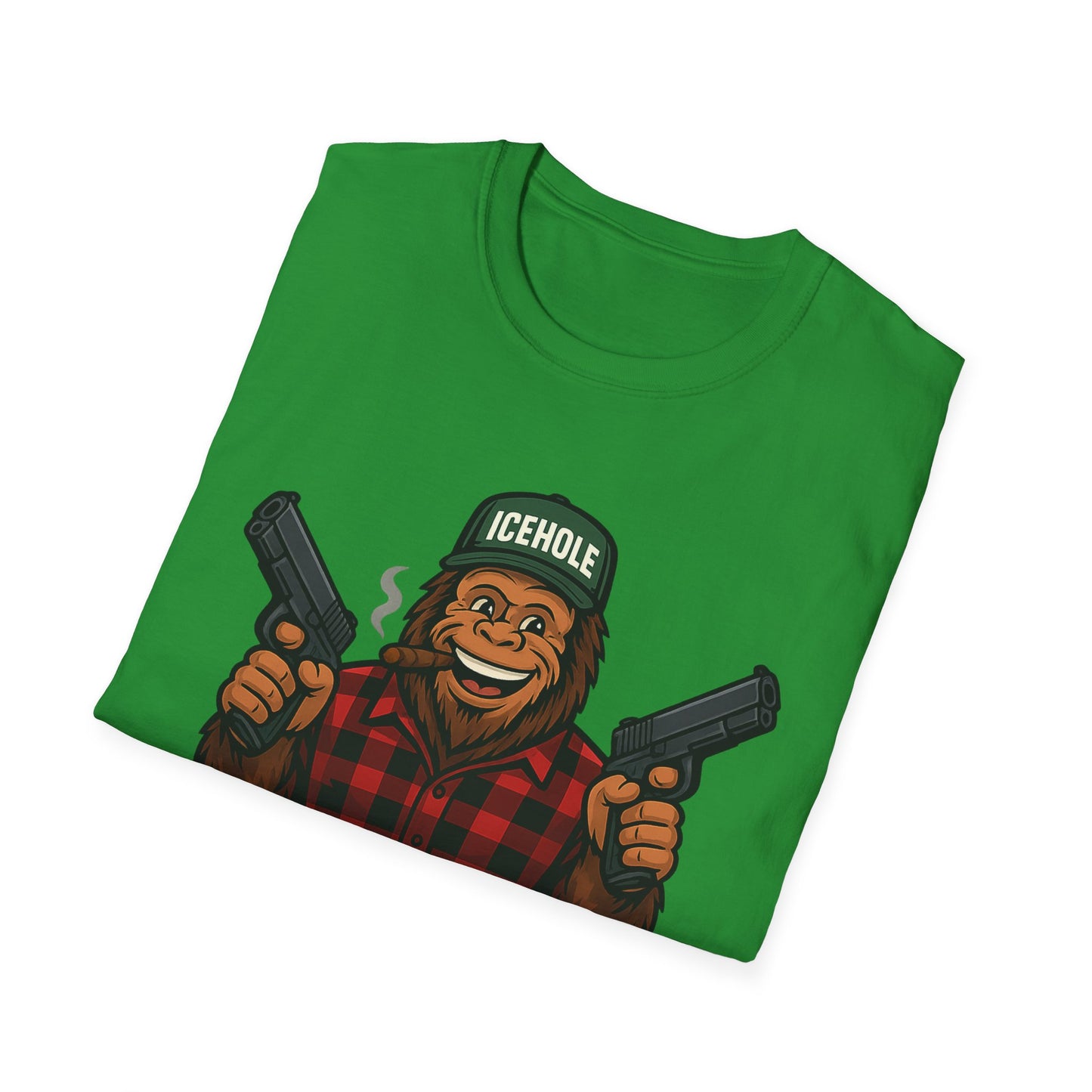 Adventure Living On The Edge Team IceHole Big Foot -Unisex Softstyle T-Shirt