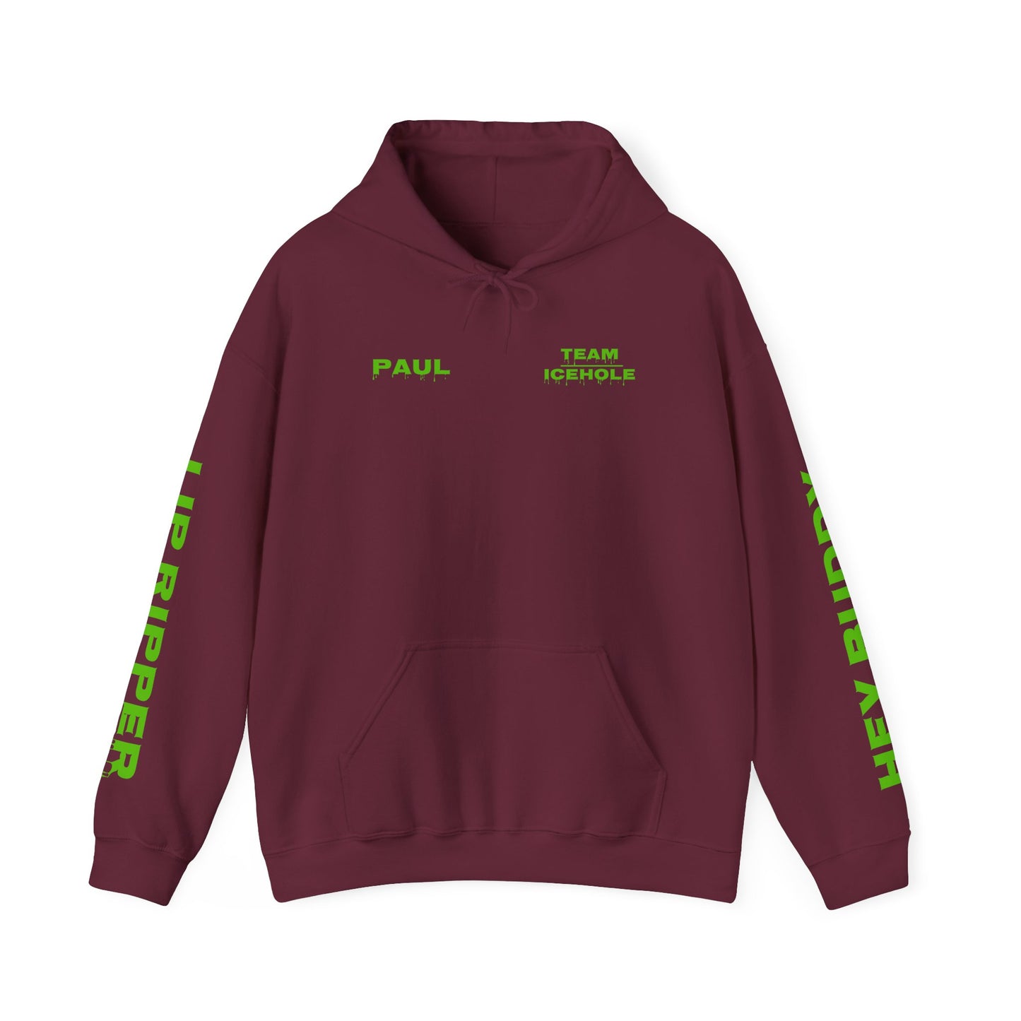 Hoodie - Minimal Green "PAUL / TEAM ICEHOLE" Front Graphic Hoodie