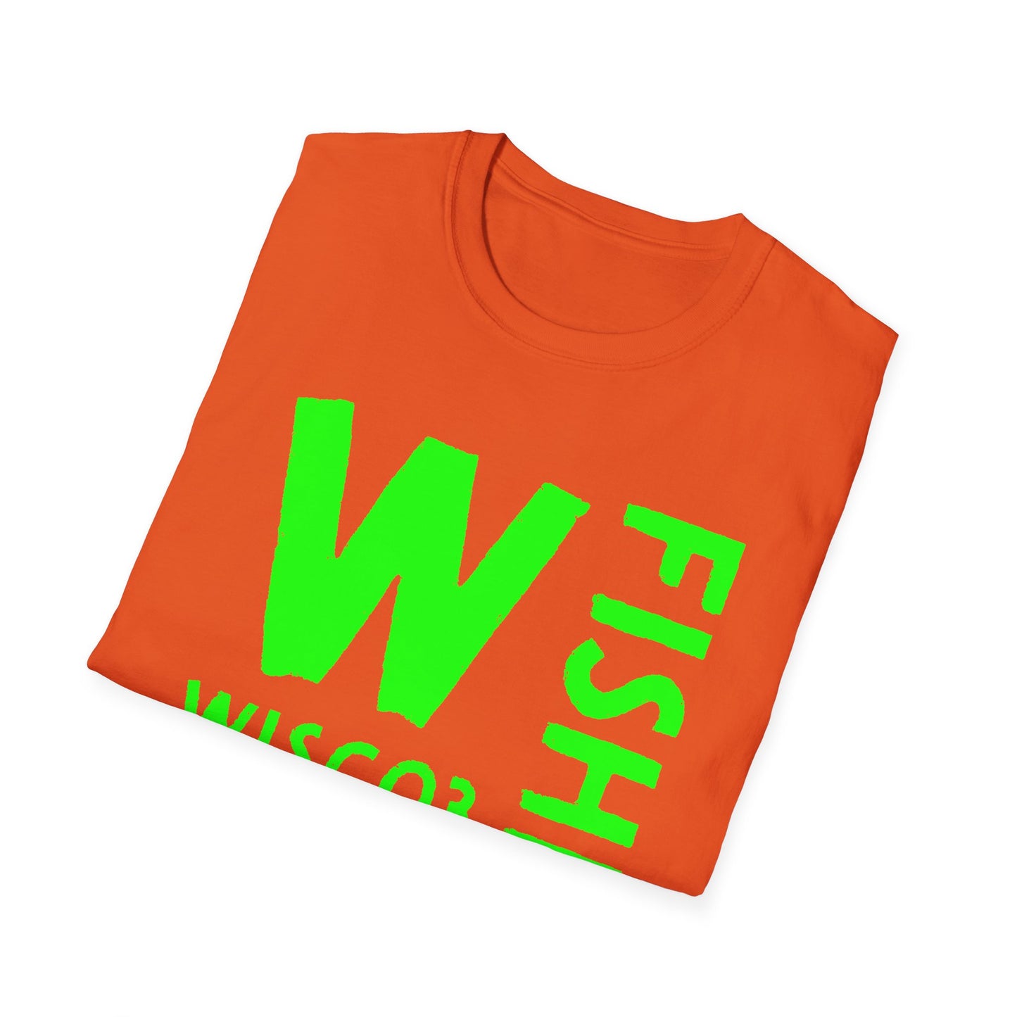 Wisco3 Green Letters Unisex Softstyle T-Shirt - Perfect for Anglers and Outdoor Enthusiasts