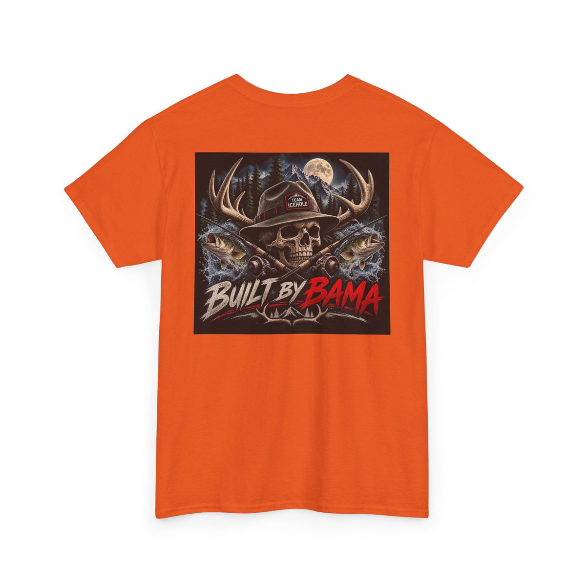 Built by Bama Skull Tee Ryan T. — Team IceHole Fishing & Hunting Graphic T-Shirt
