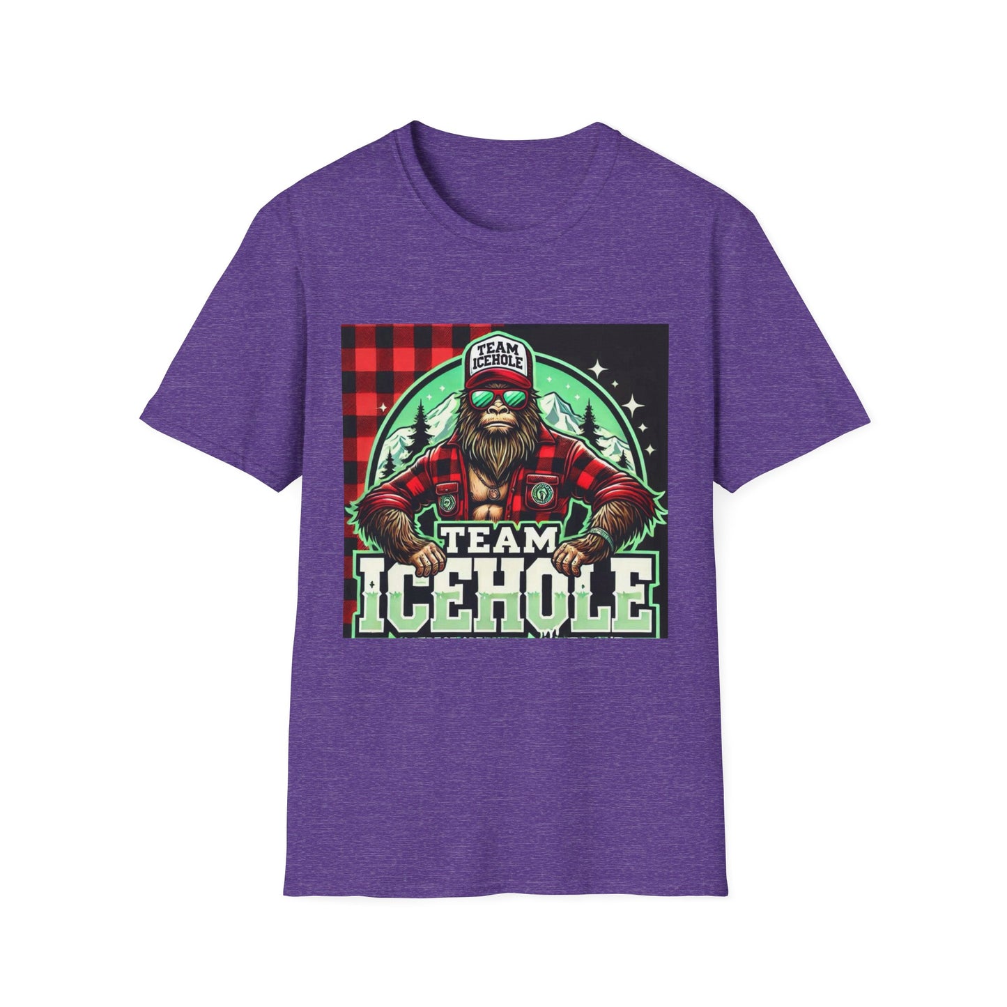 T-Shirt for Outdoor Enthusiasts - Team IceHole BigFoot Holding Logo