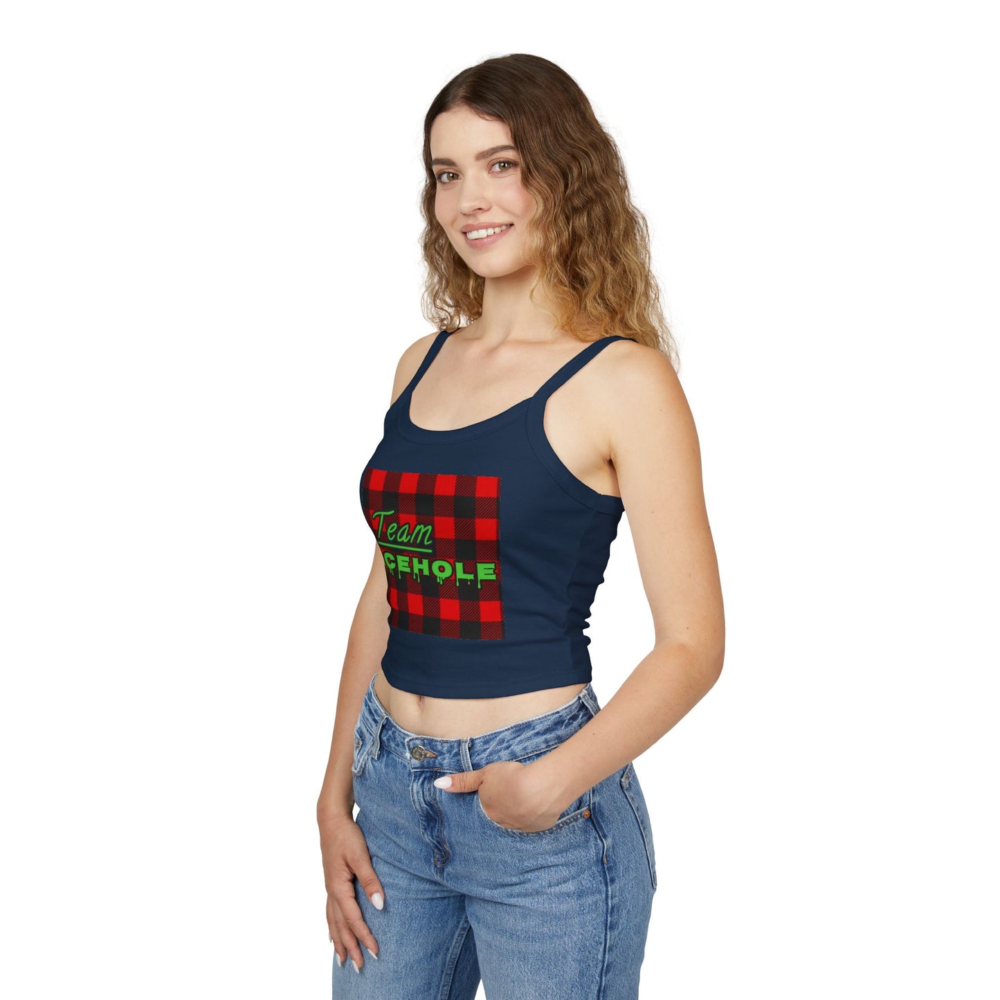 Team Icehole Spaghetti Strap Belly Tank Top